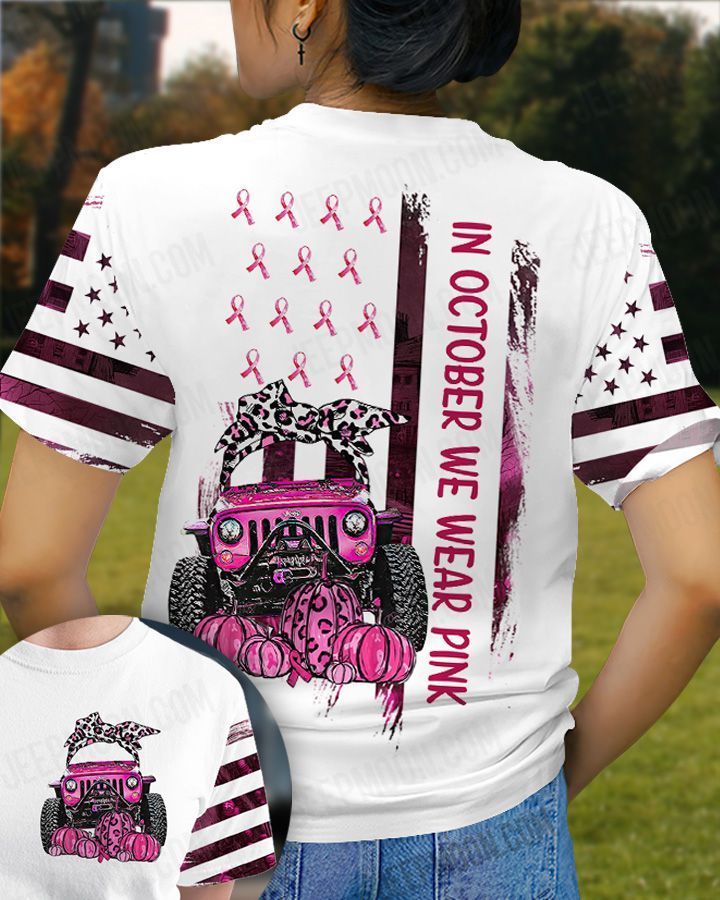 Jeep Breast Cancer T-shirt Wear Pink American Flag