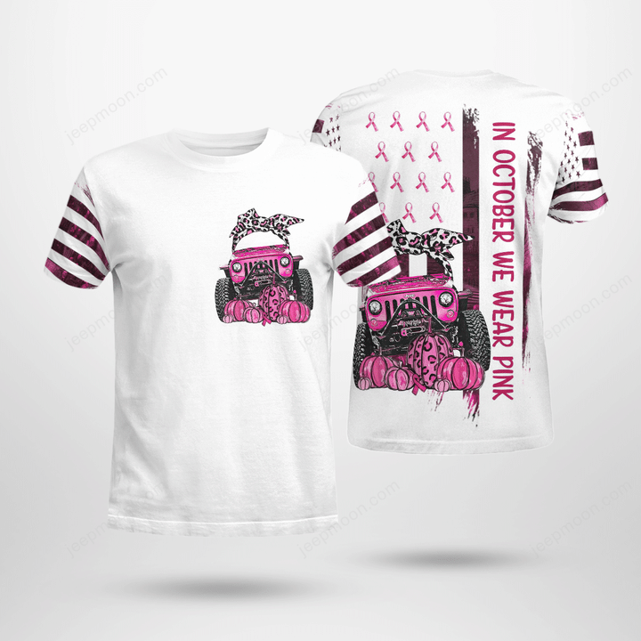 Jeep Breast Cancer T-shirt Wear Pink American Flag