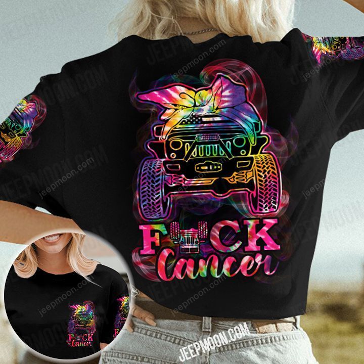 Jeep Breast Cancer T-shirt Tie Dye Smoke Cancer