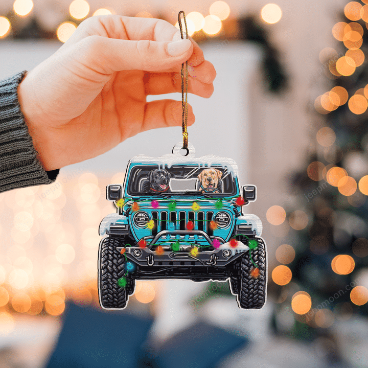 Jeep Dog Christmas Wood Ornament