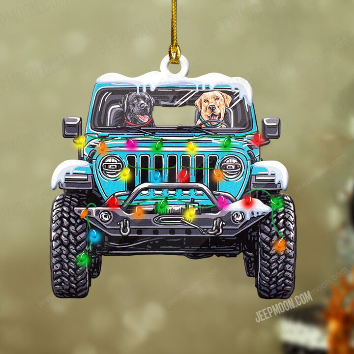 Jeep Dog Christmas Wood Ornament