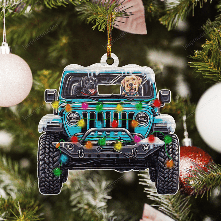 Jeep Dog Christmas Wood Ornament