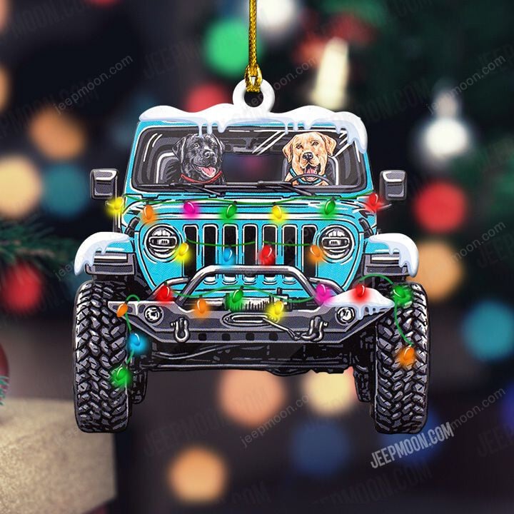 Jeep Dog Christmas Wood Ornament