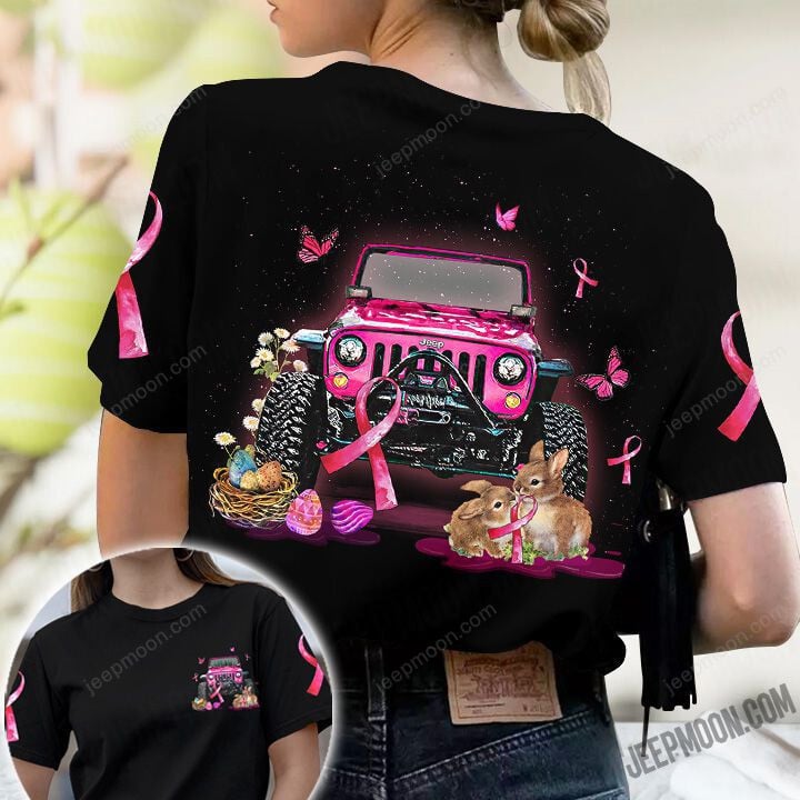 Rabbit Easter and Breast Cancer Jeep T-Shirt