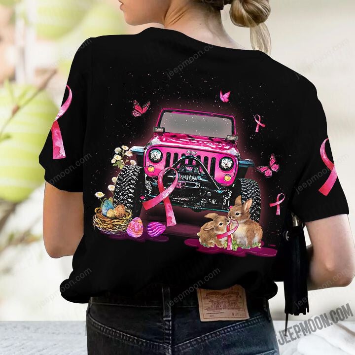 Rabbit Easter and Breast Cancer Jeep T-Shirt