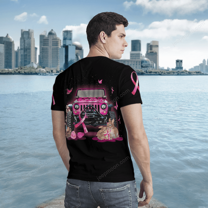 Rabbit Easter and Breast Cancer Jeep T-Shirt