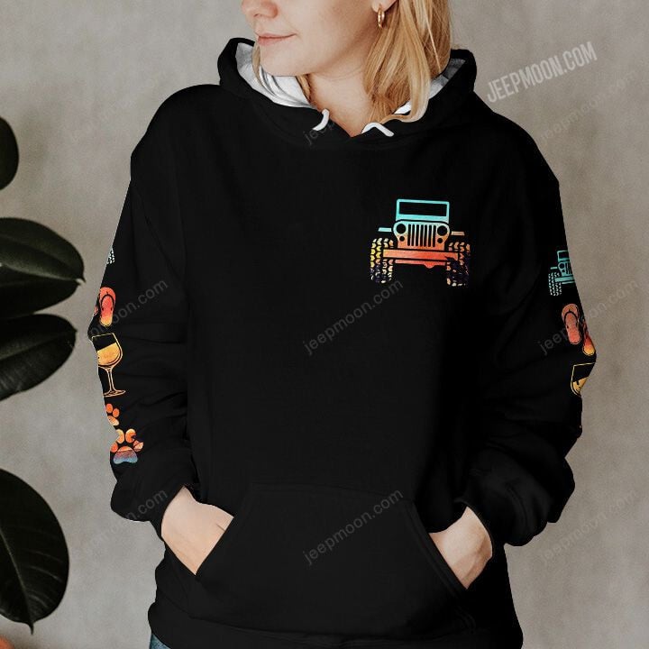 Dog Mother Jeep Lover Wine Drinker Hoodie