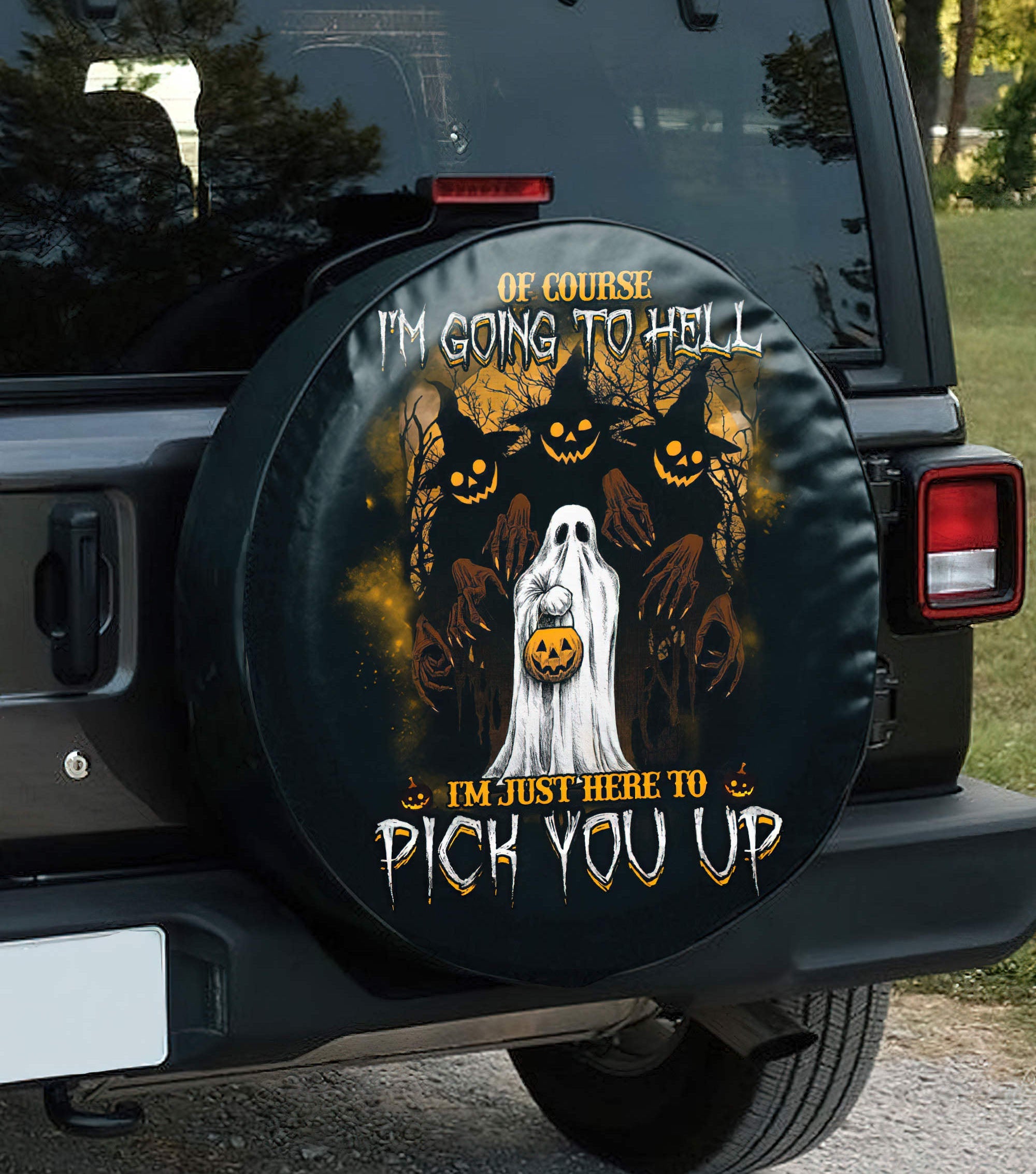 Of Course I'm Going To Hell Skull Automotive Spare Tire Cover