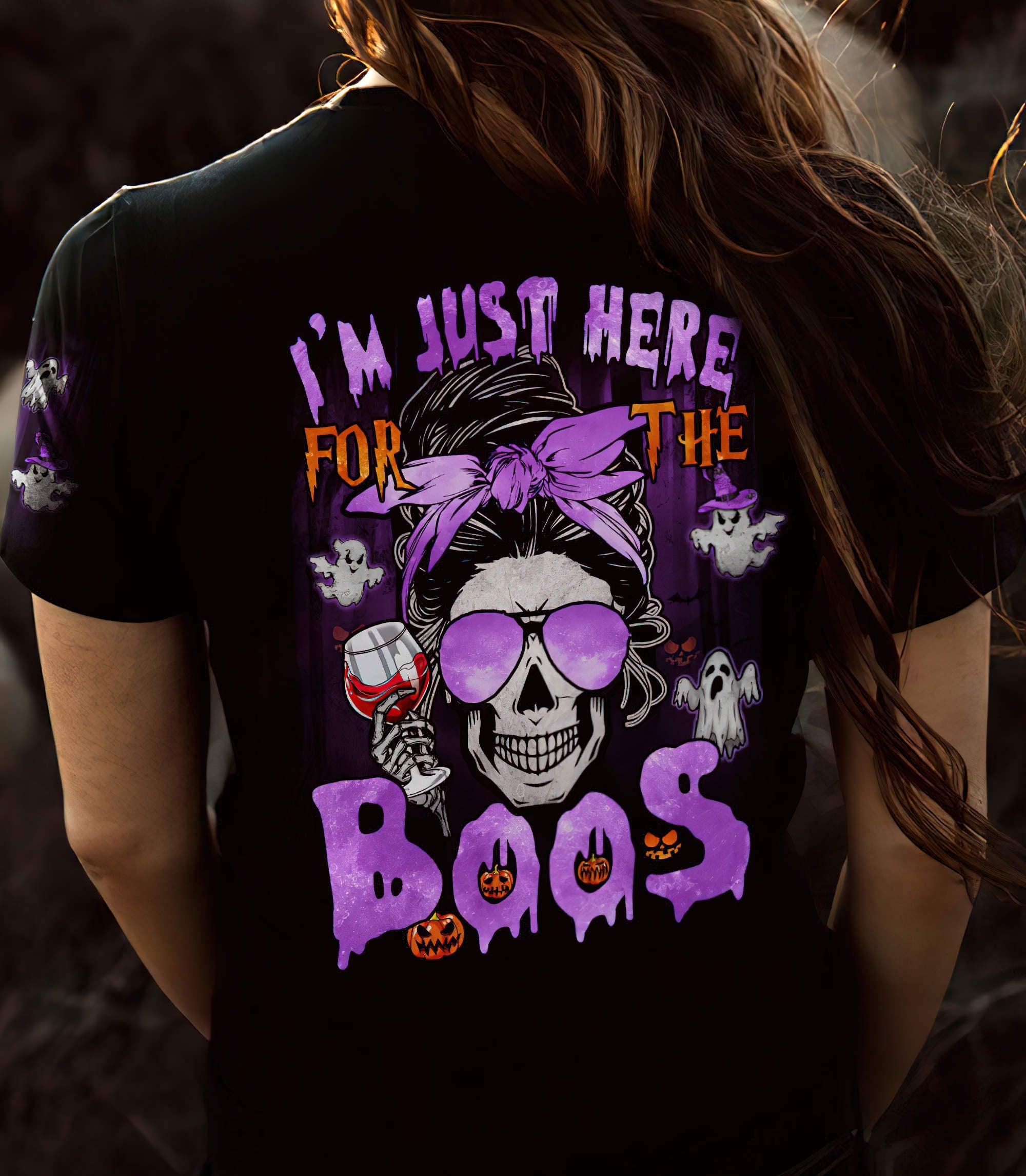 im-just-here-for-the-boos-skull-all-over-print-women-v-neck-t-shirt