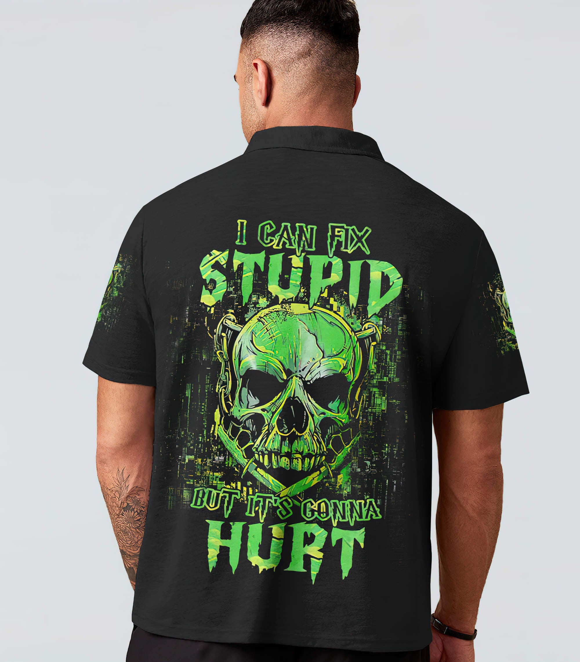 i-can-fix-stupid-green-skull-all-over-print-polo-shirt