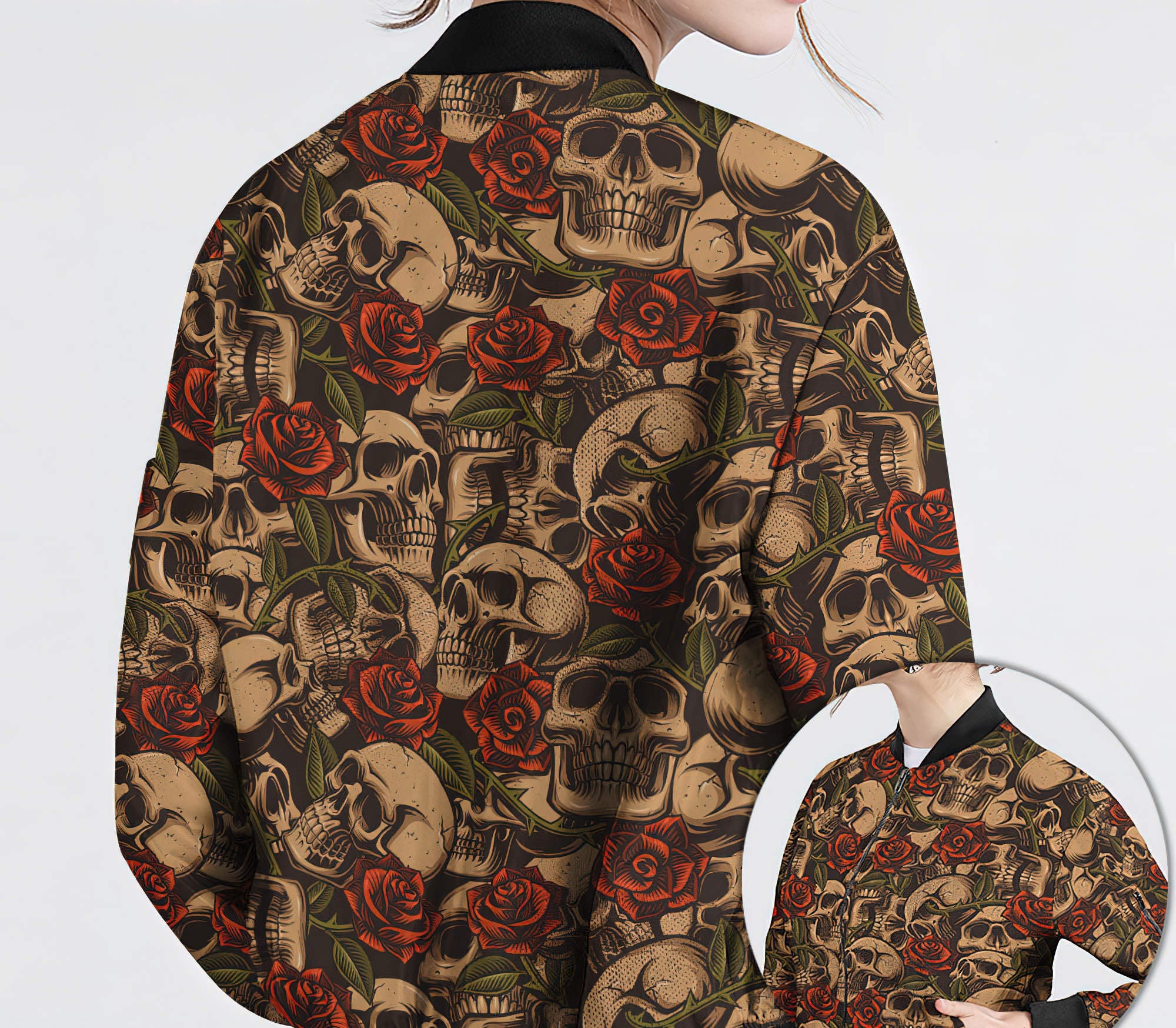 Skull Rose Vintage Bomber Jacket