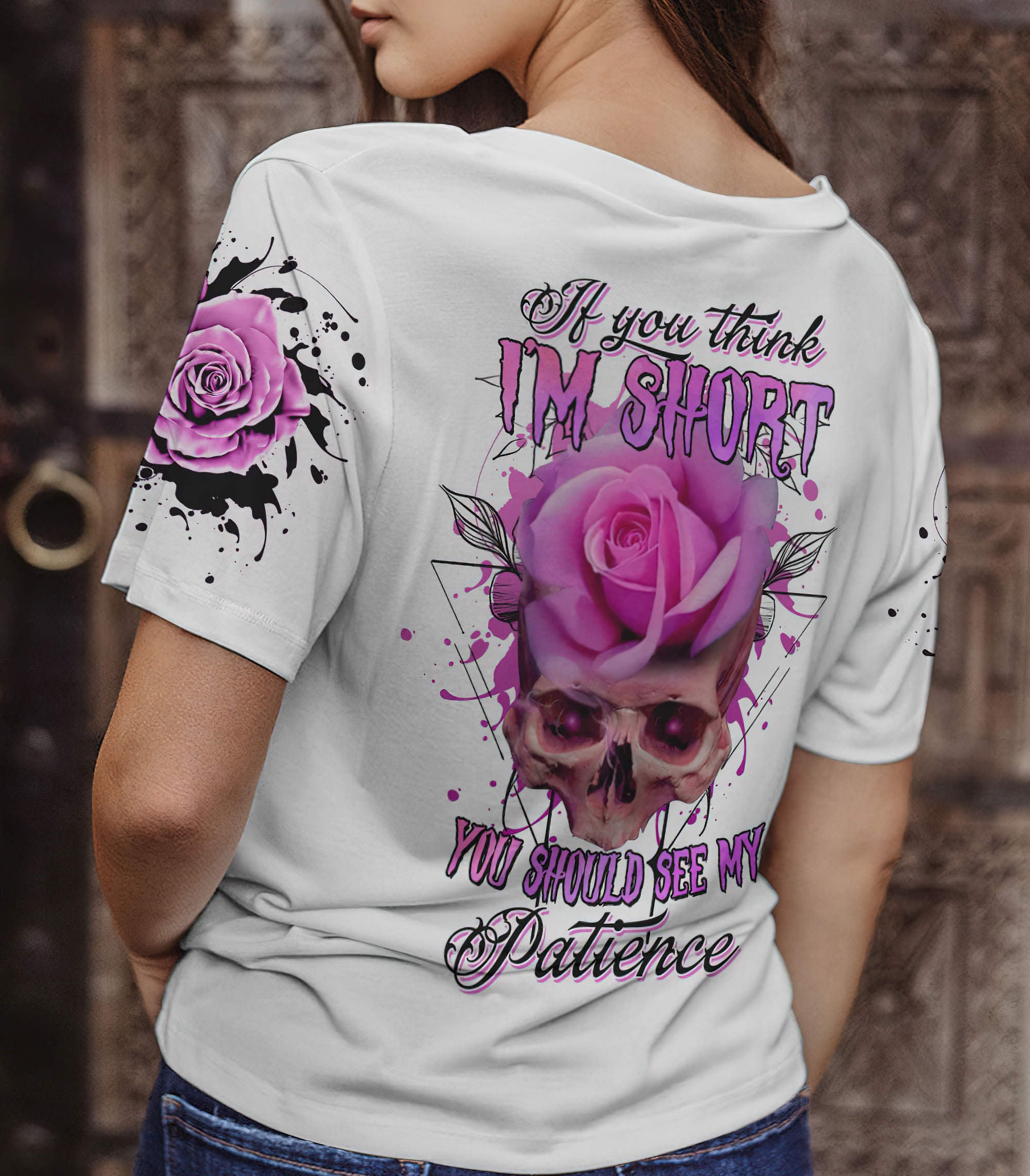 if-you-think-im-short-skull-rose-all-over-print-1-women-v-neck-t-shirt