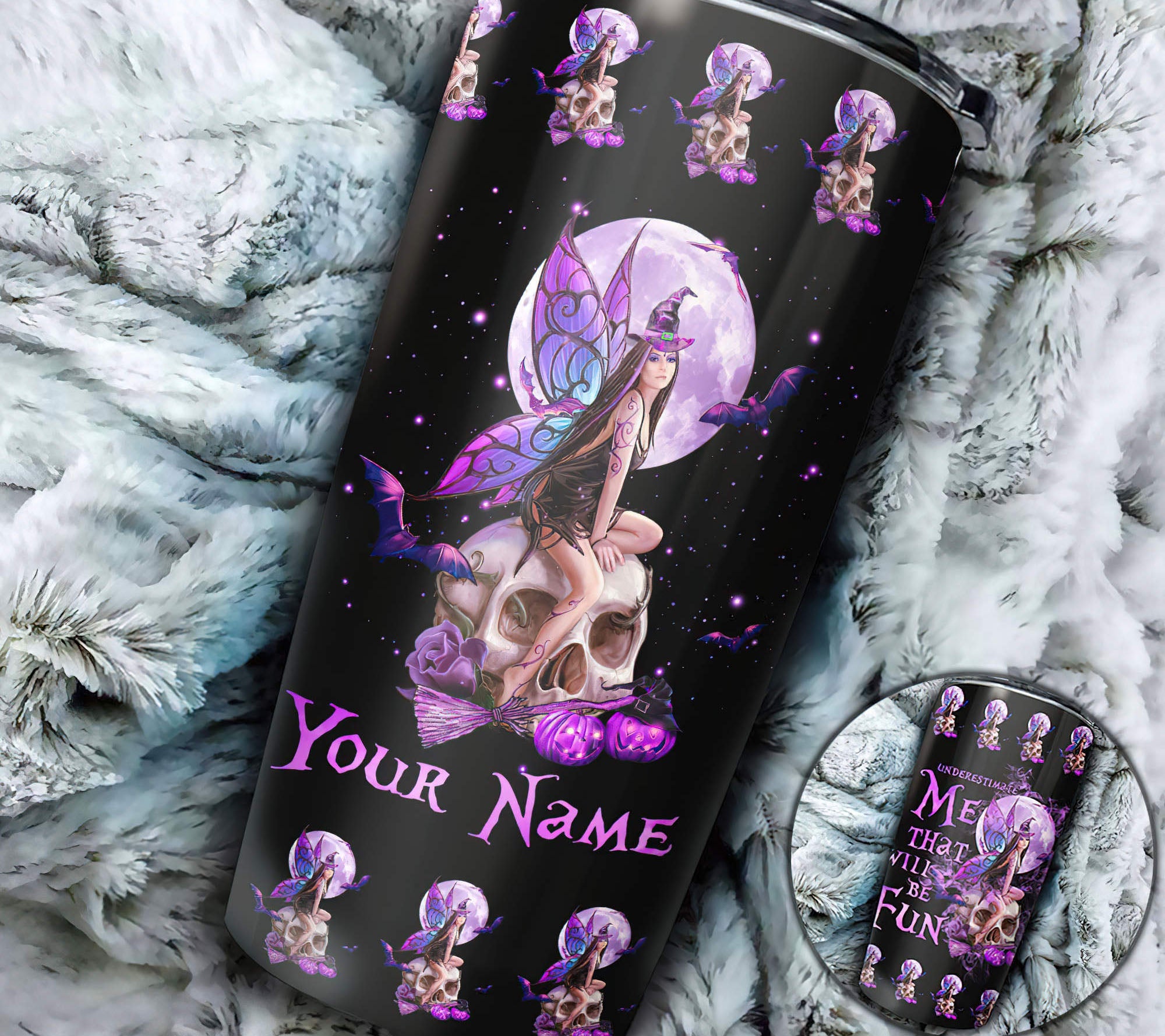 Personalized Fairy Skull Moon Tumbler