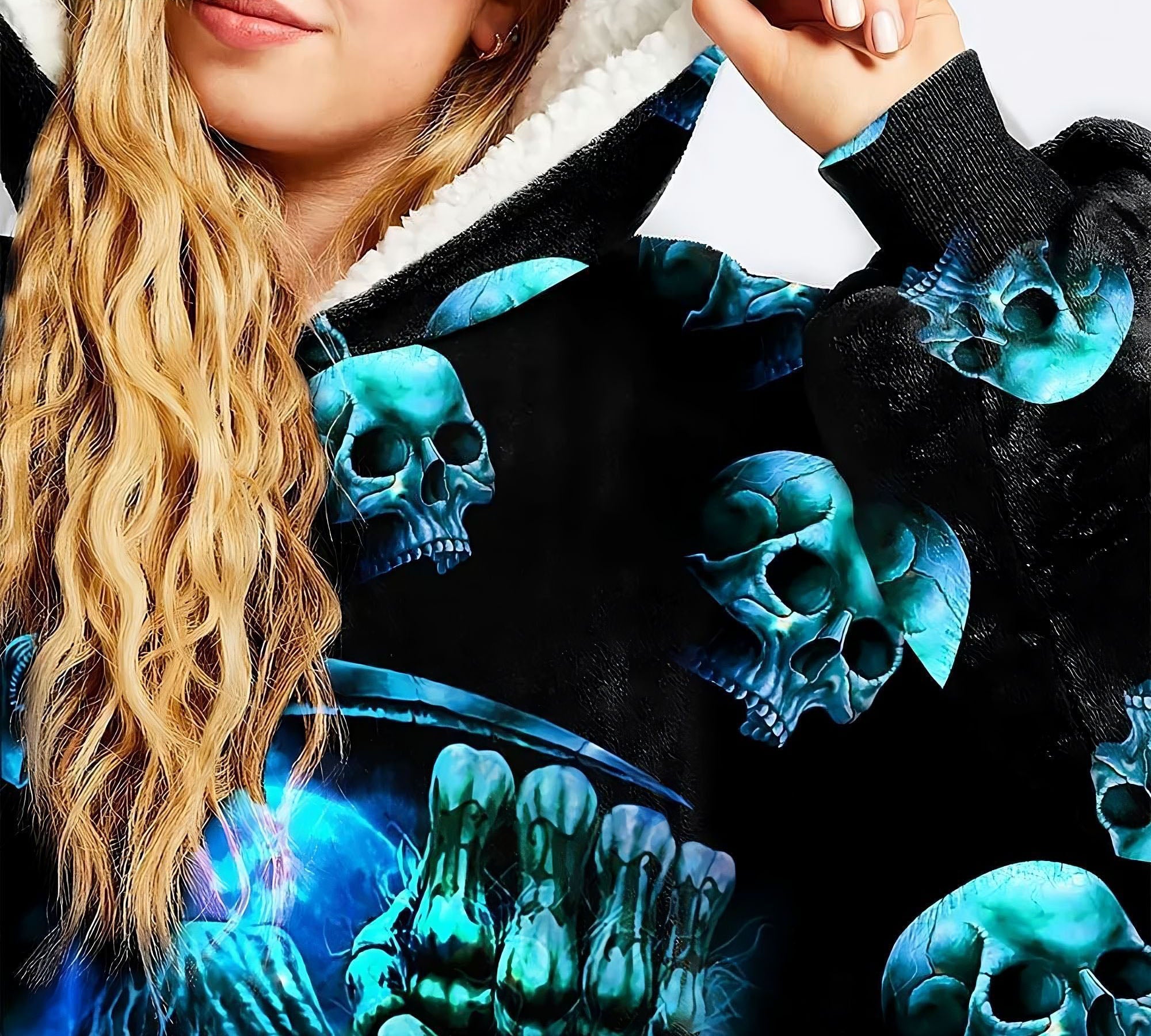 tread-carefully-skull-sherpa-blanket-hoodie-wearable-blanket-hoodie