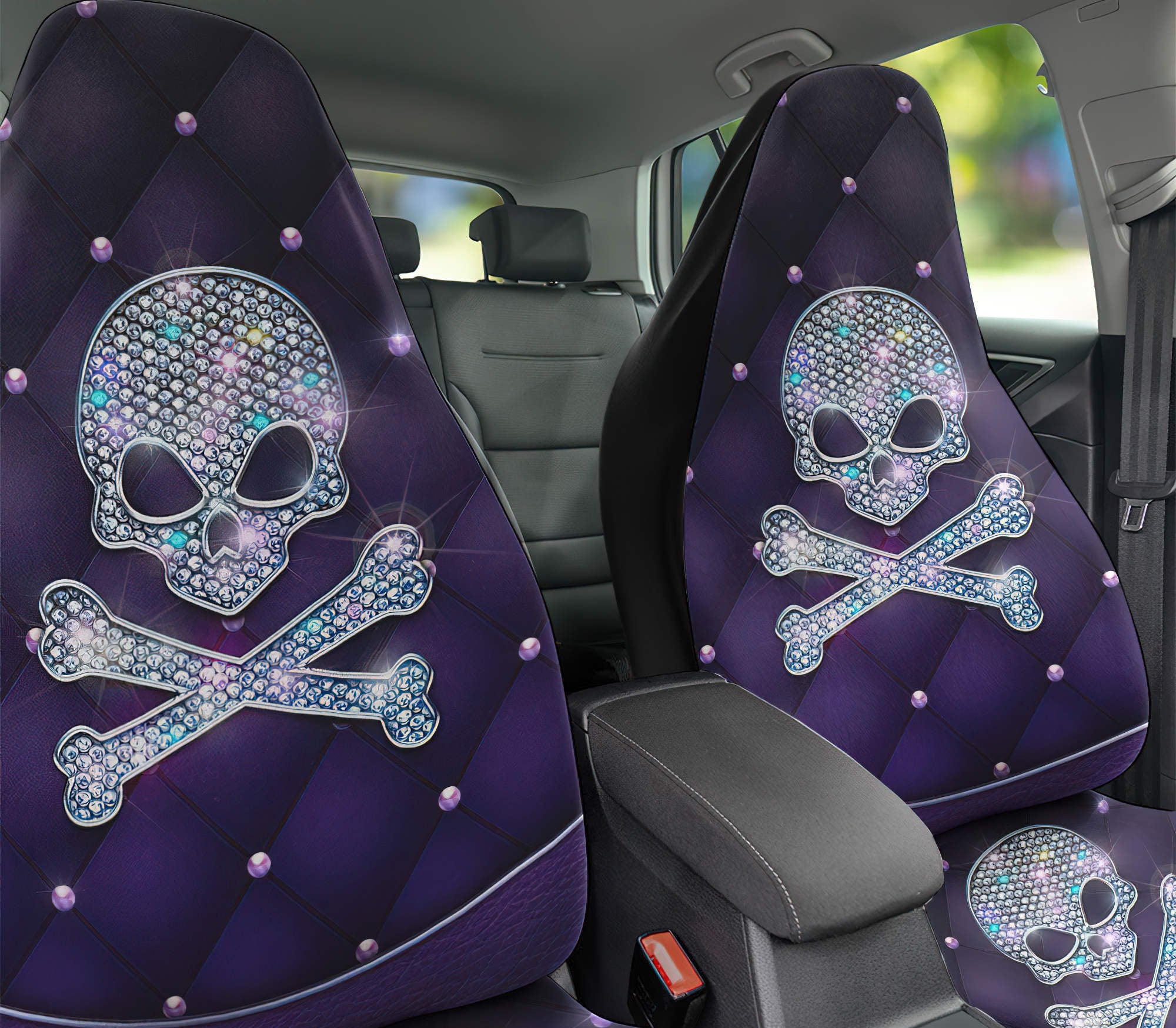 Skull Bone Diamond Automotive Car Seat Cover