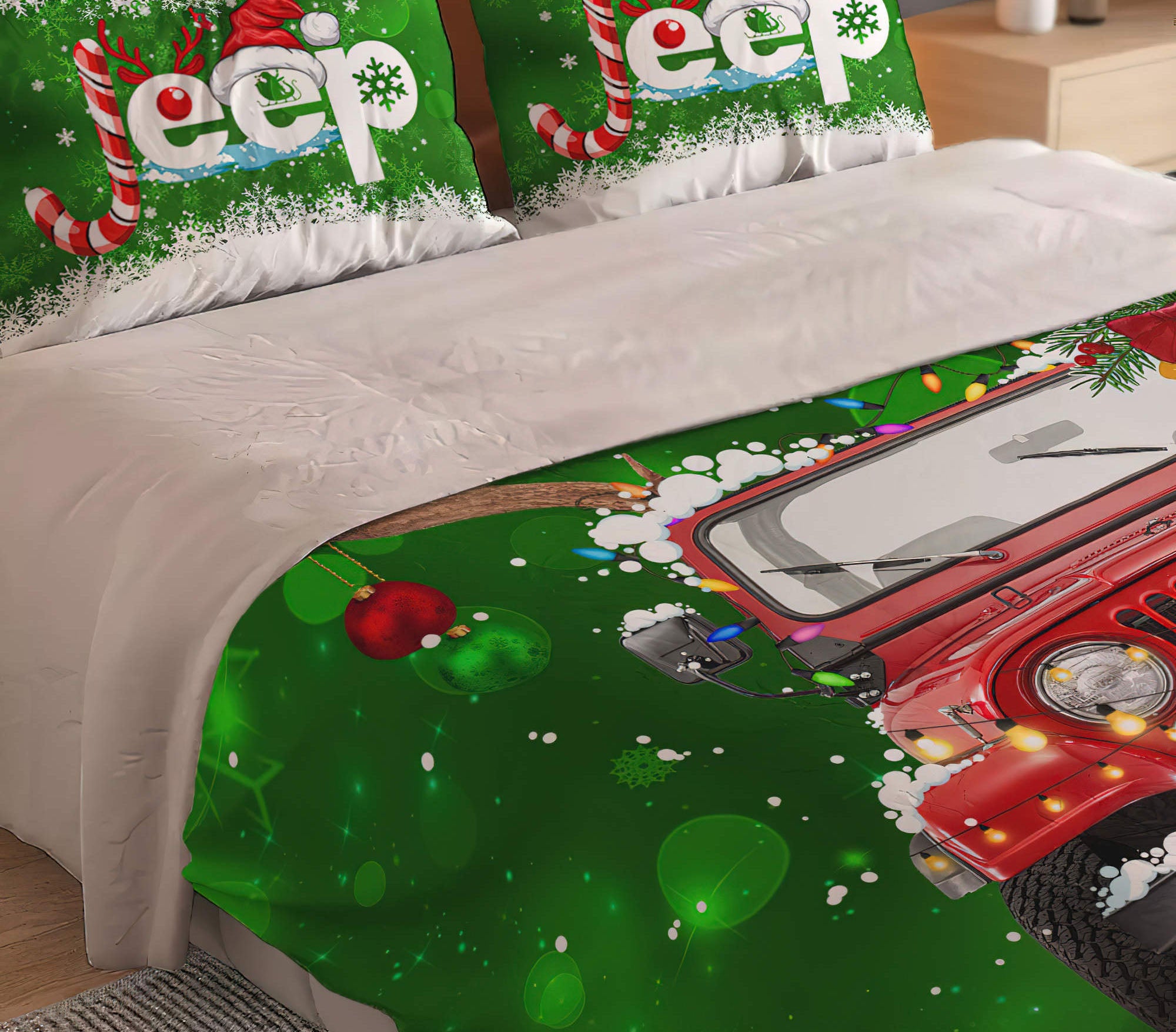 jeep-christmas-green-bedding-set