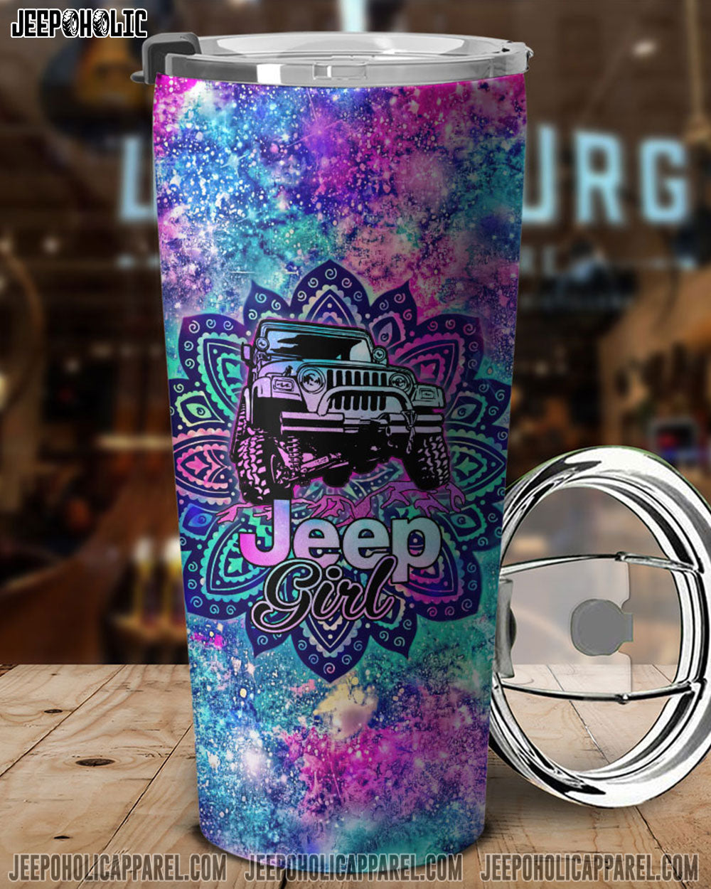 Personalized Jeep Girl Mandala Galaxy Tumbler