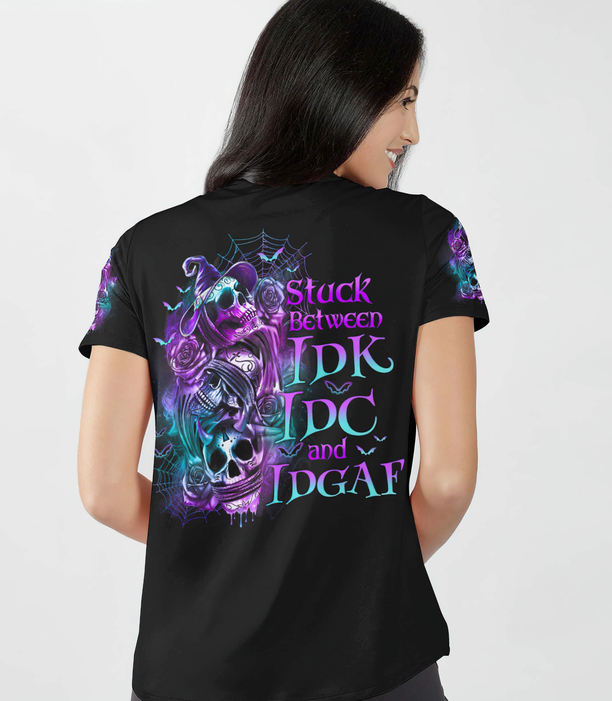 stuck-between-3-skulls-rose-all-over-print-women-v-neck-t-shirt