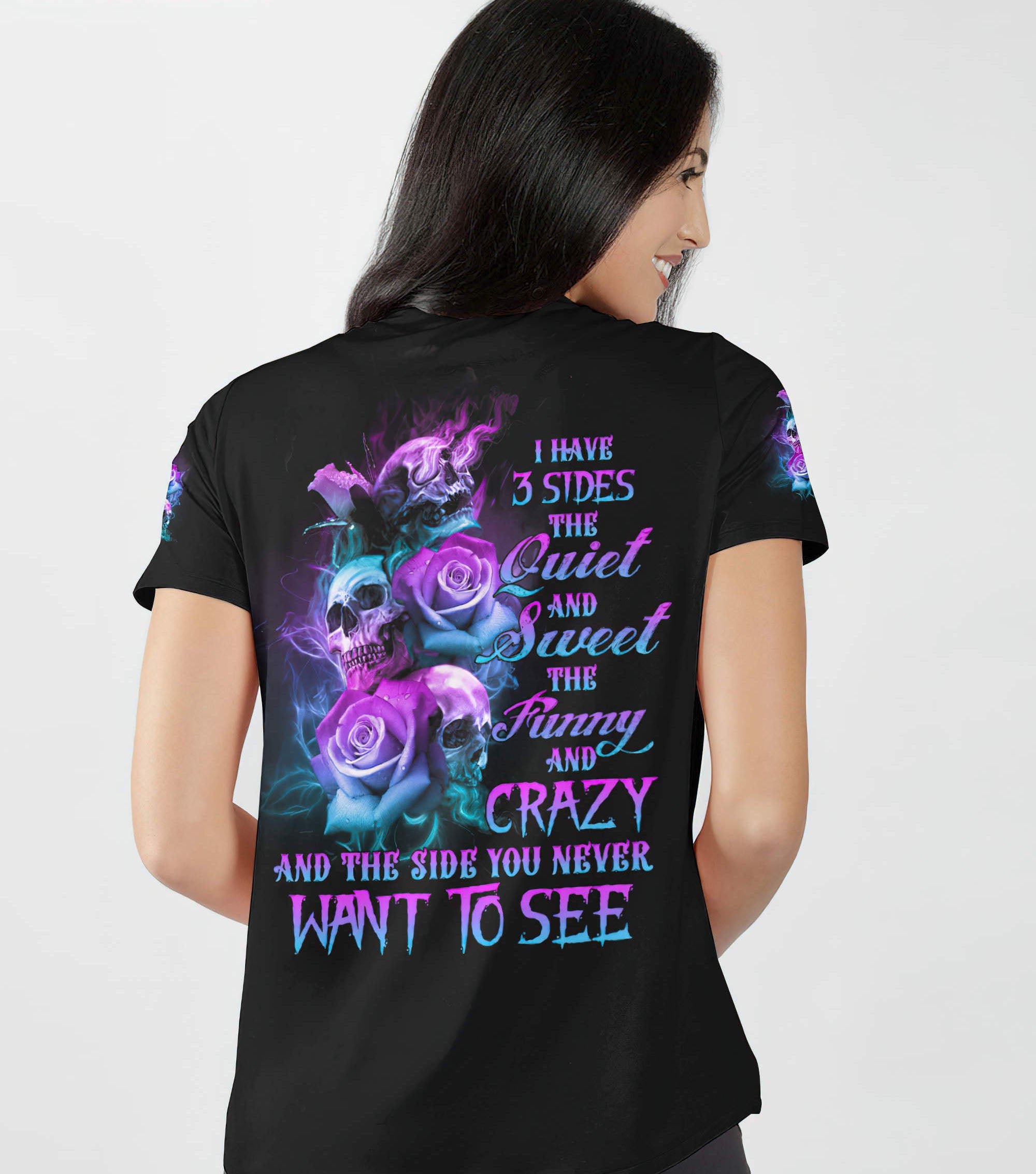 i-have-3-sides-3-skulls-rose-all-over-print-women-v-neck-t-shirt