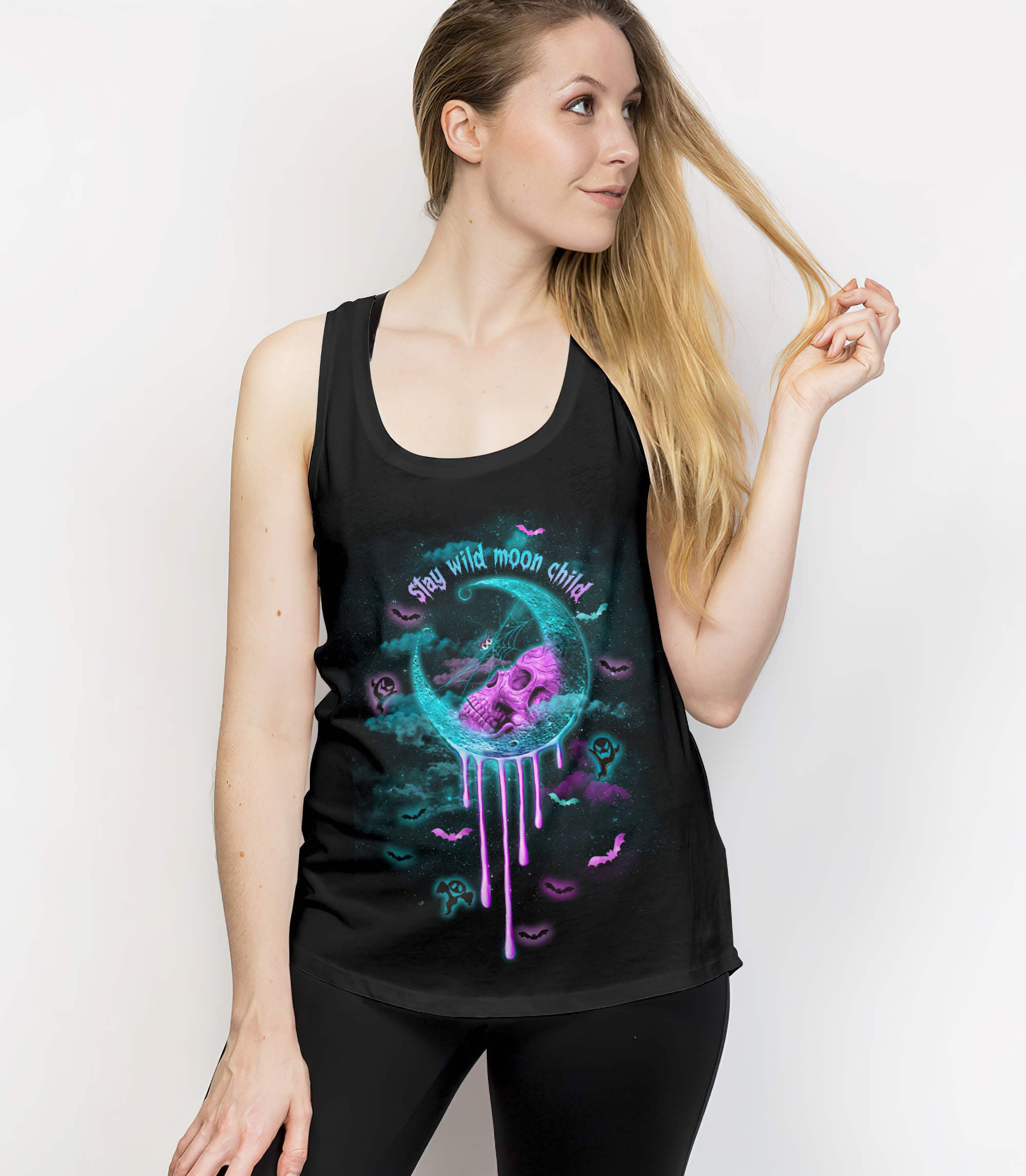 skull-melting-moon-halloween-all-over-print-tank-top