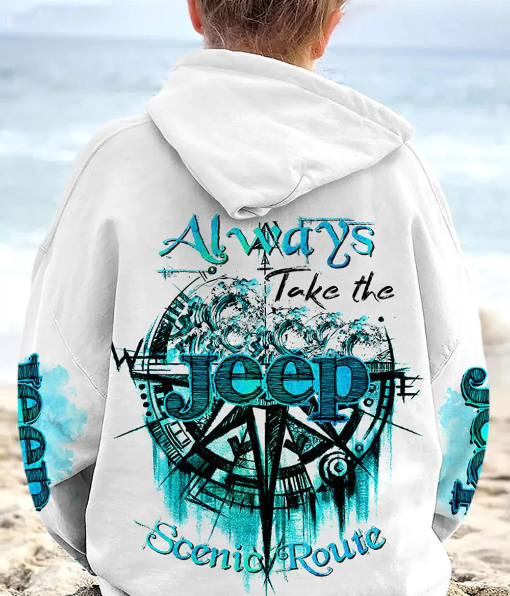 always-take-the-scenic-route-compass-beach-jeep-hoodie