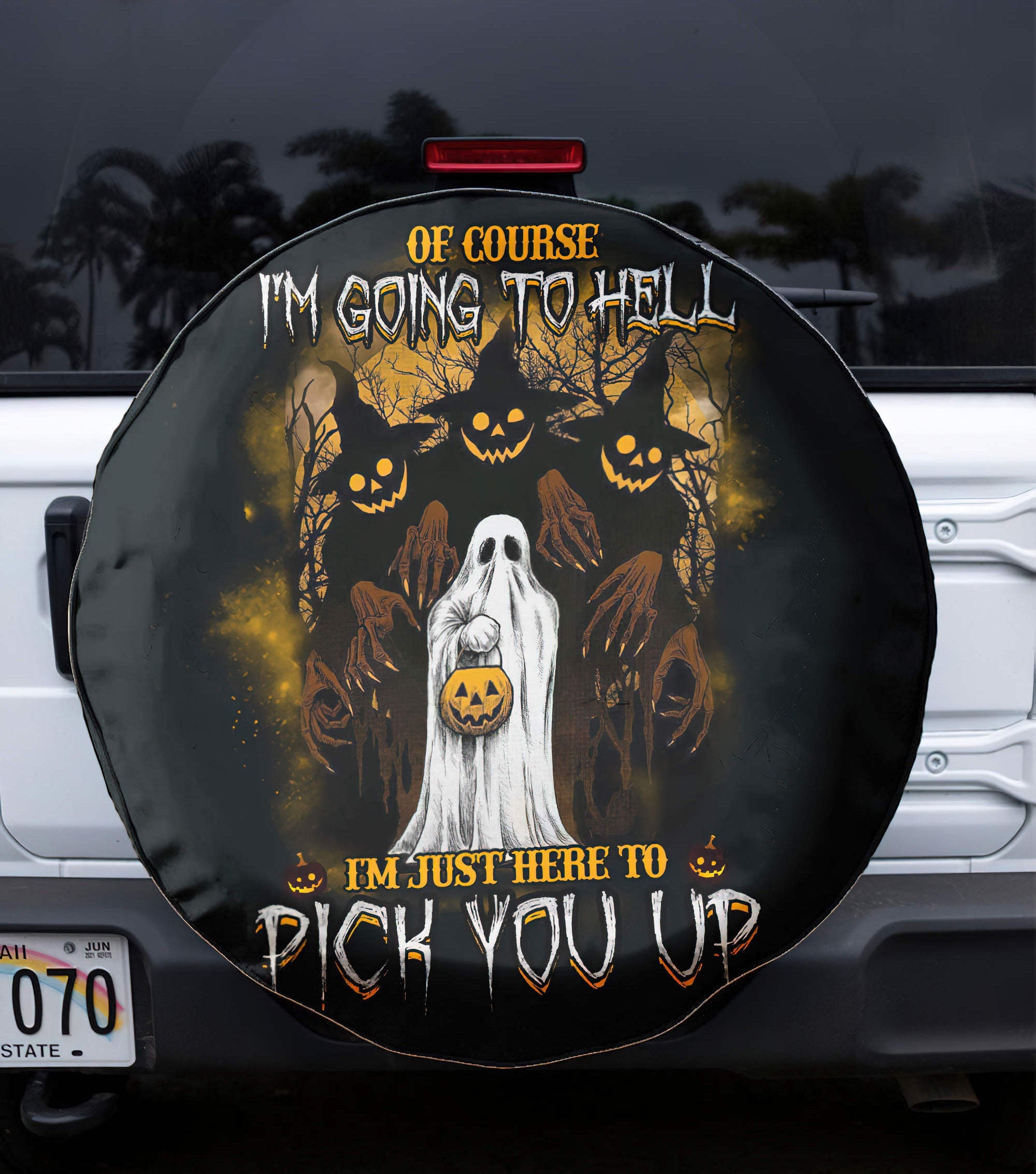 Of Course I'm Going To Hell Skull Automotive Spare Tire Cover