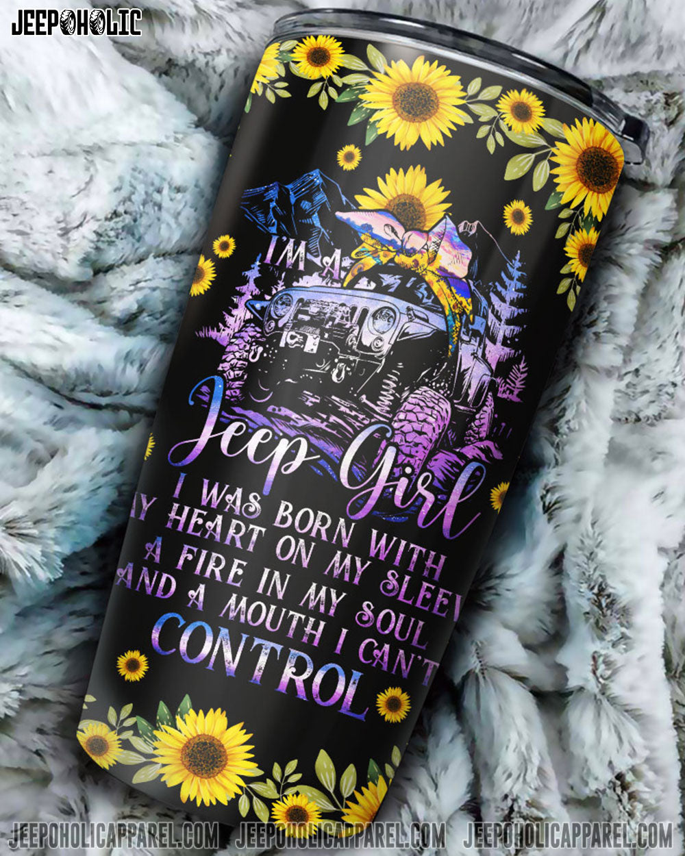 I'm A Jeep Girl Purple Sunflower Tumbler