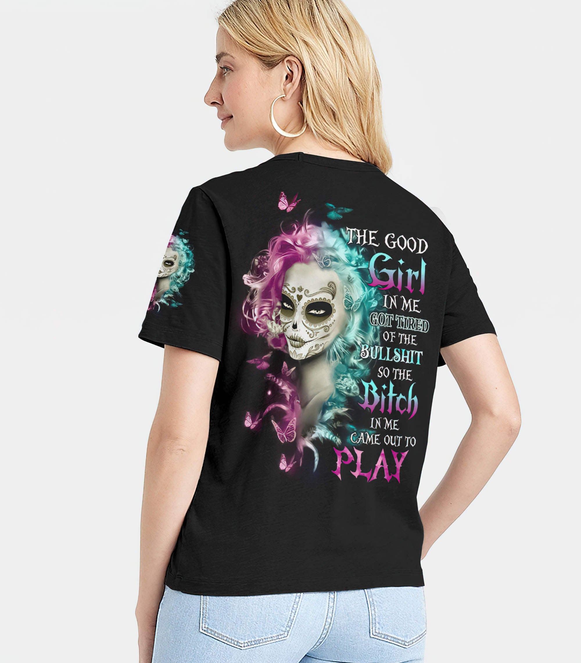 the-good-girl-in-me-skull-girl-all-over-print-women-v-neck-t-shirt