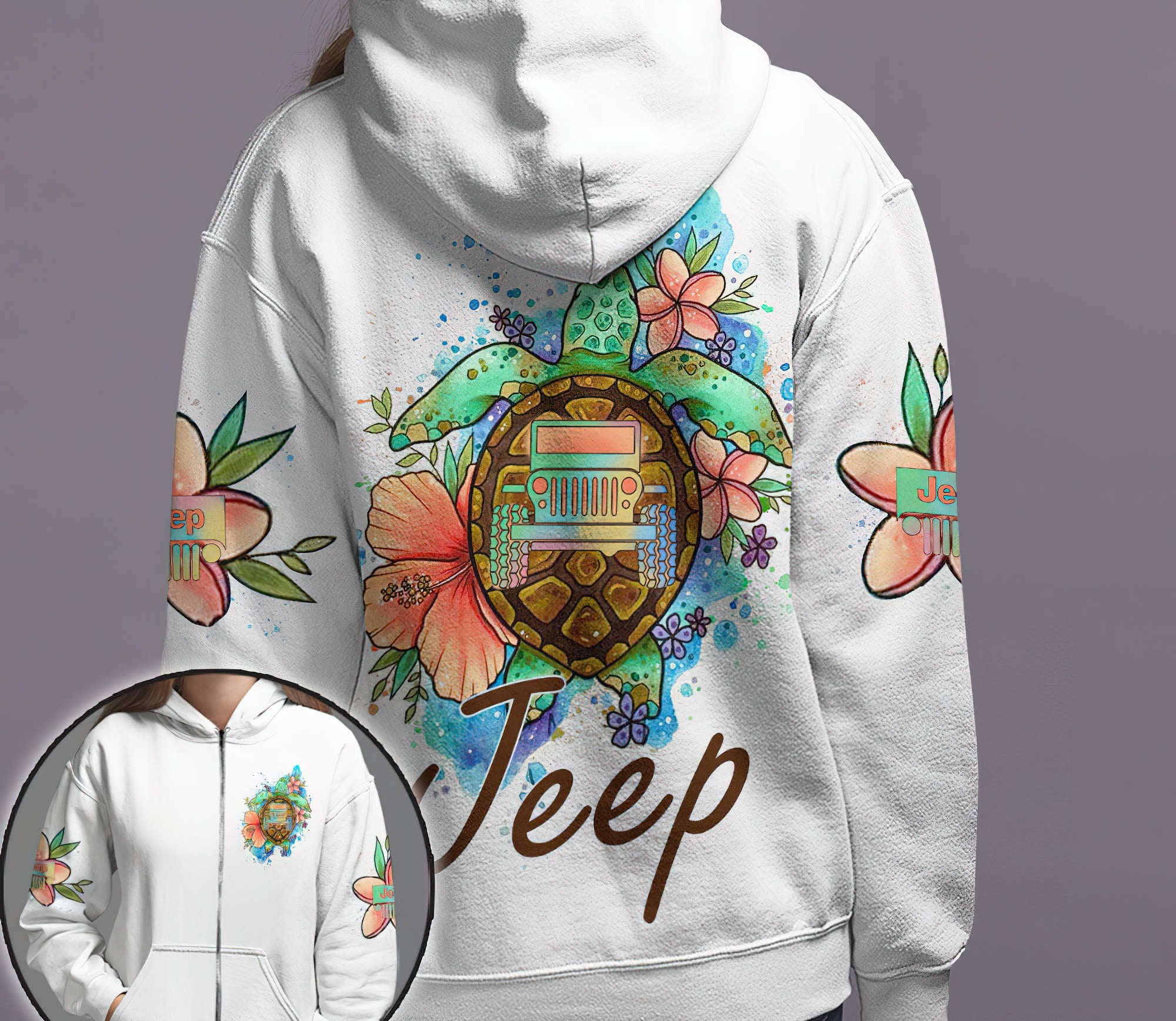 sea-turtle-jeep-watercolor-hoodie