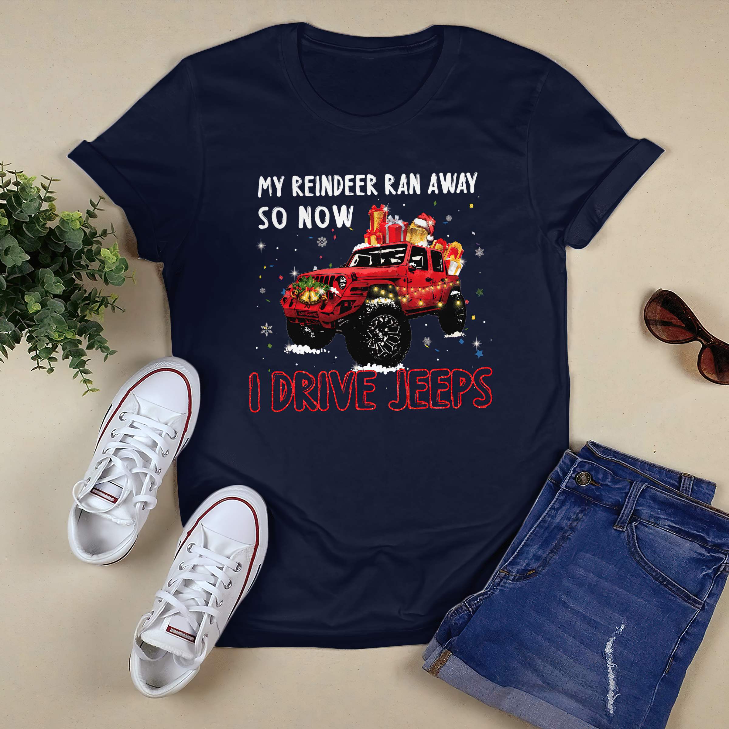 run-away-jeep-christmas-t-shirt