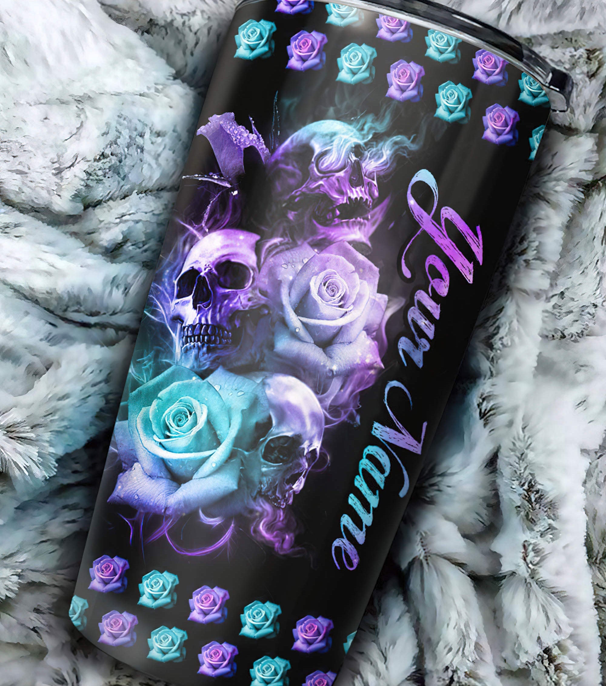 Personalized The Good Girl In Me 3 Skulls Rose Tumbler Tumbler