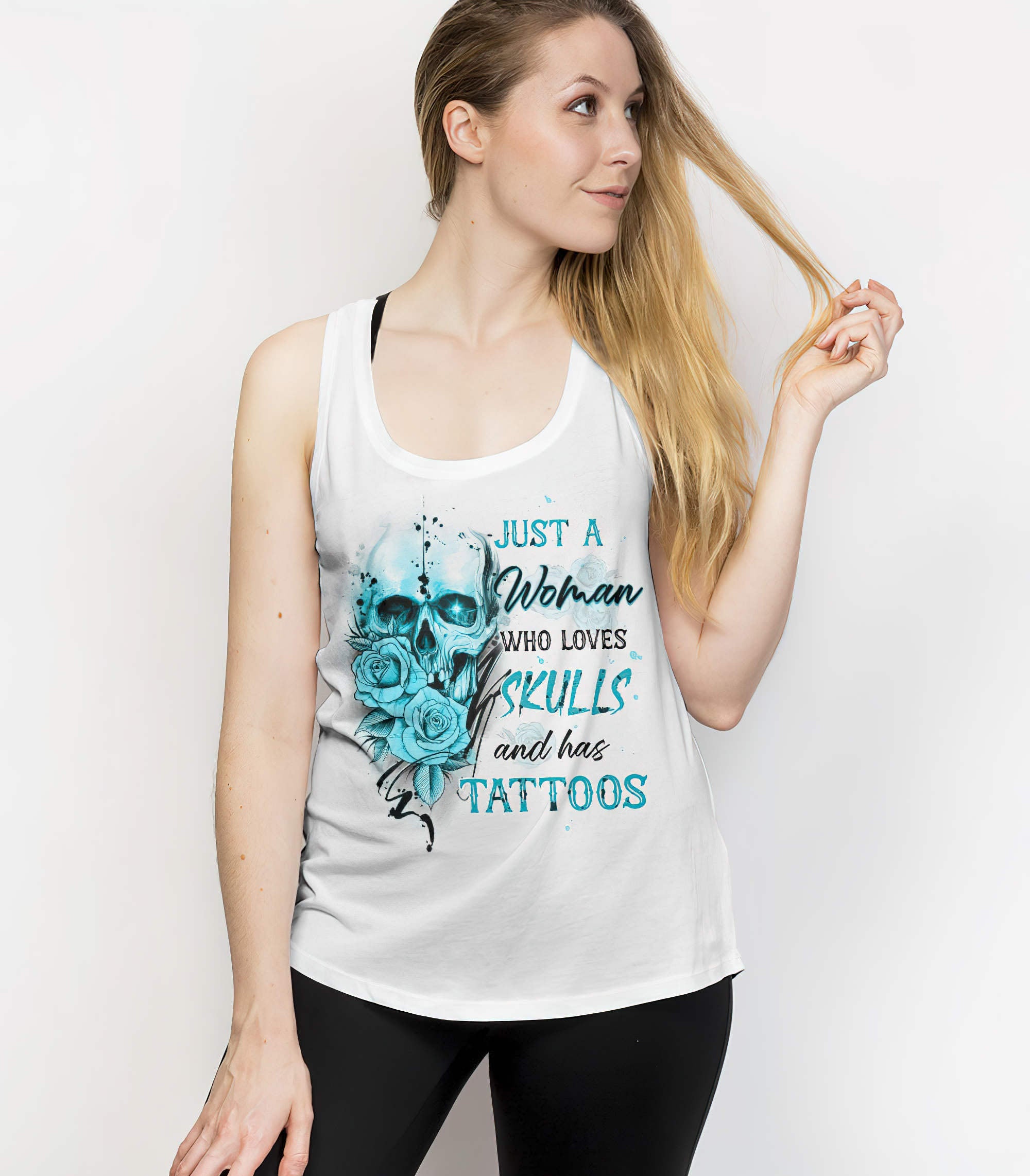 Just A Woman Who Loves Skull And Has Tattoos All Over Print 1 Tank Top