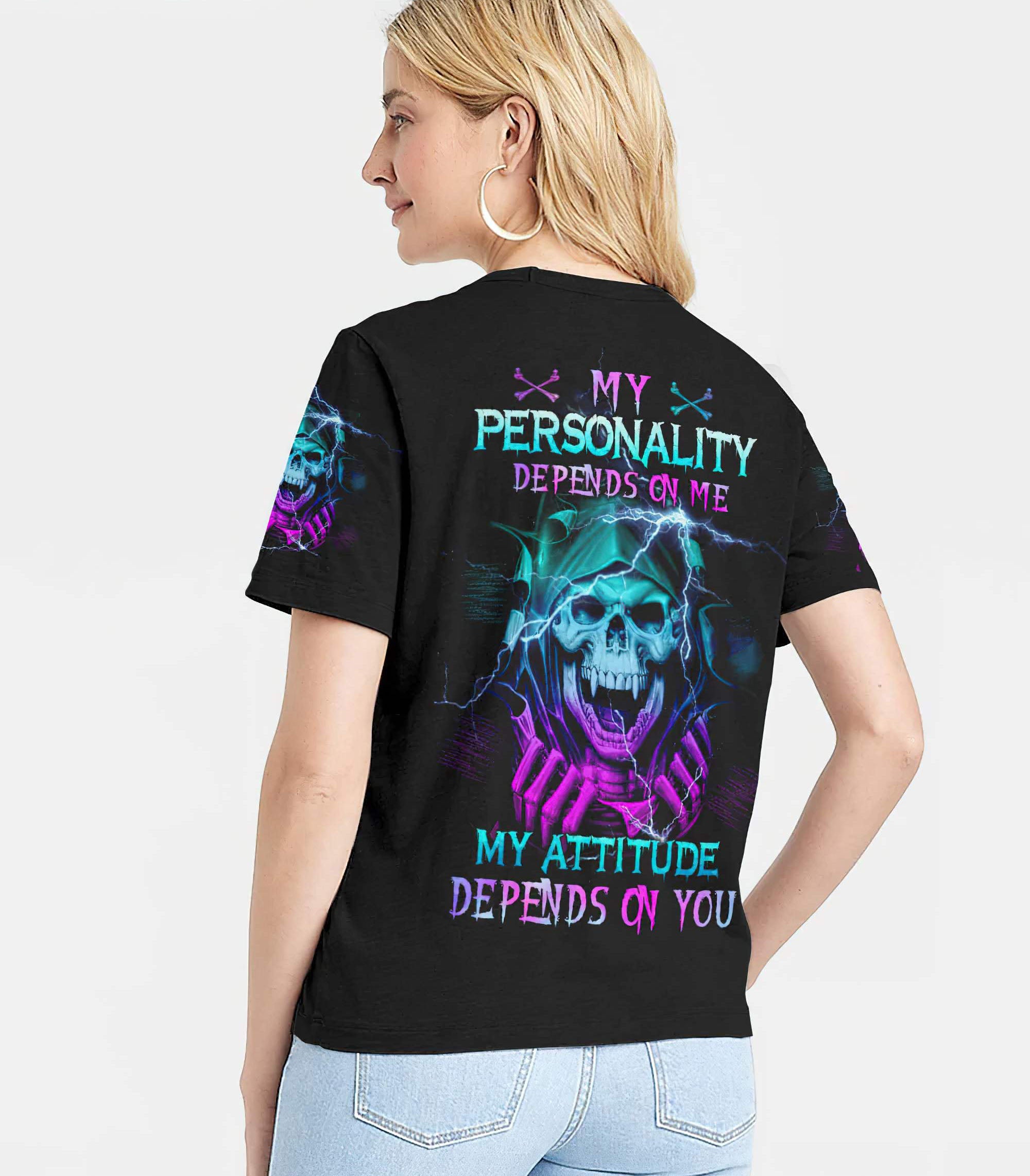 my-personality-depends-on-me-vampire-skull-all-over-print-women-v-neck-t-shirt