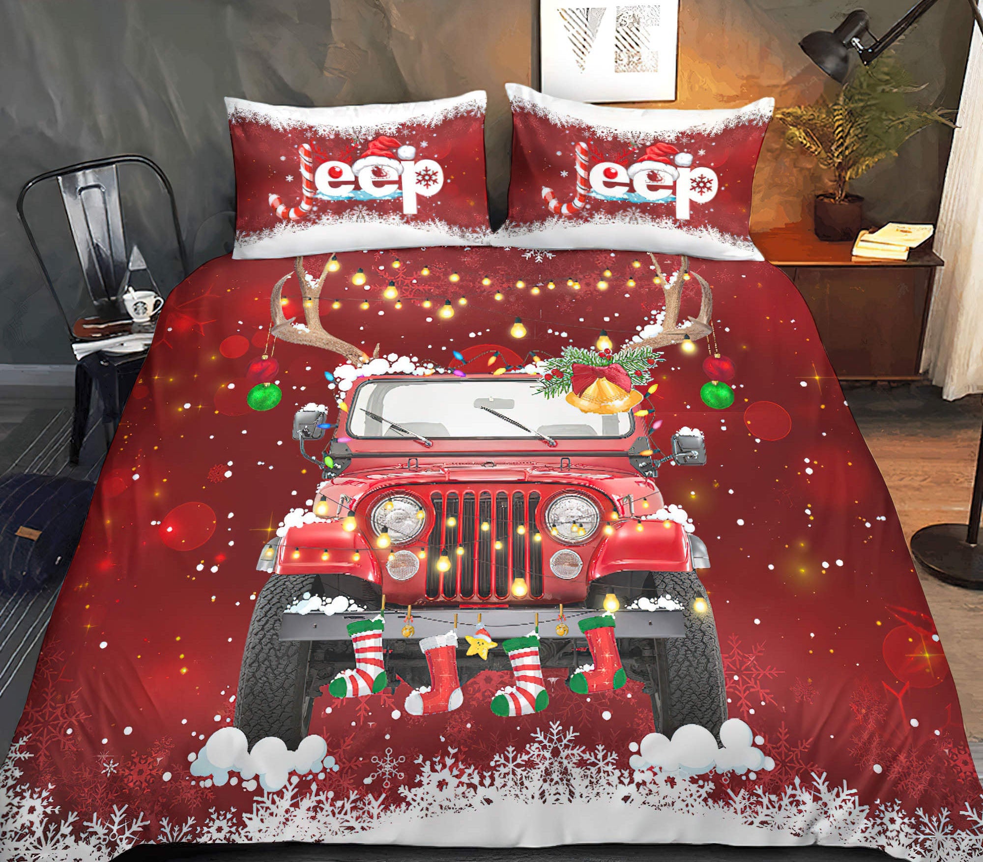 jeep-christmas-new-bedding-set