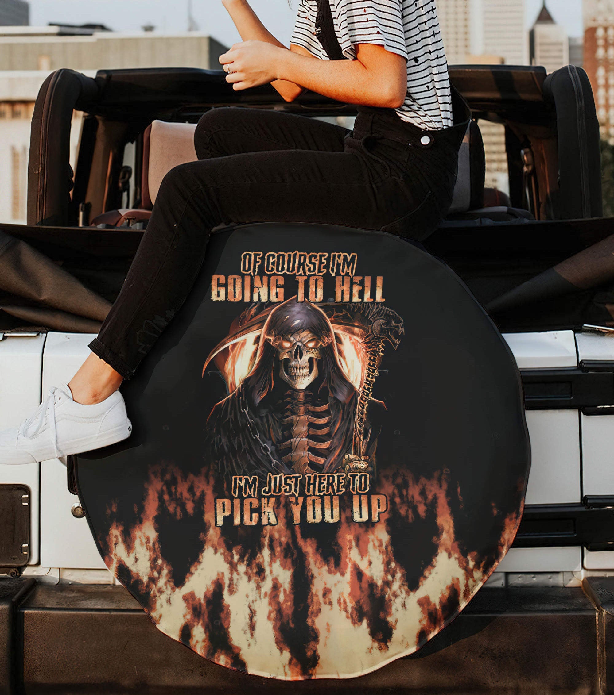 Of Course I'm Going To Hell Reaper Automotive Spare Tire Cover