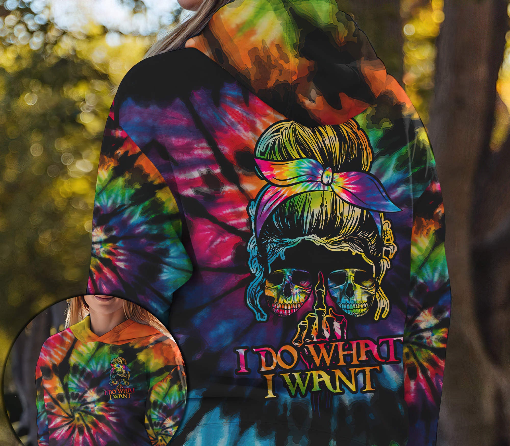 I Do What I Want Skull Tie Dye All Over Print 1 Hoodie