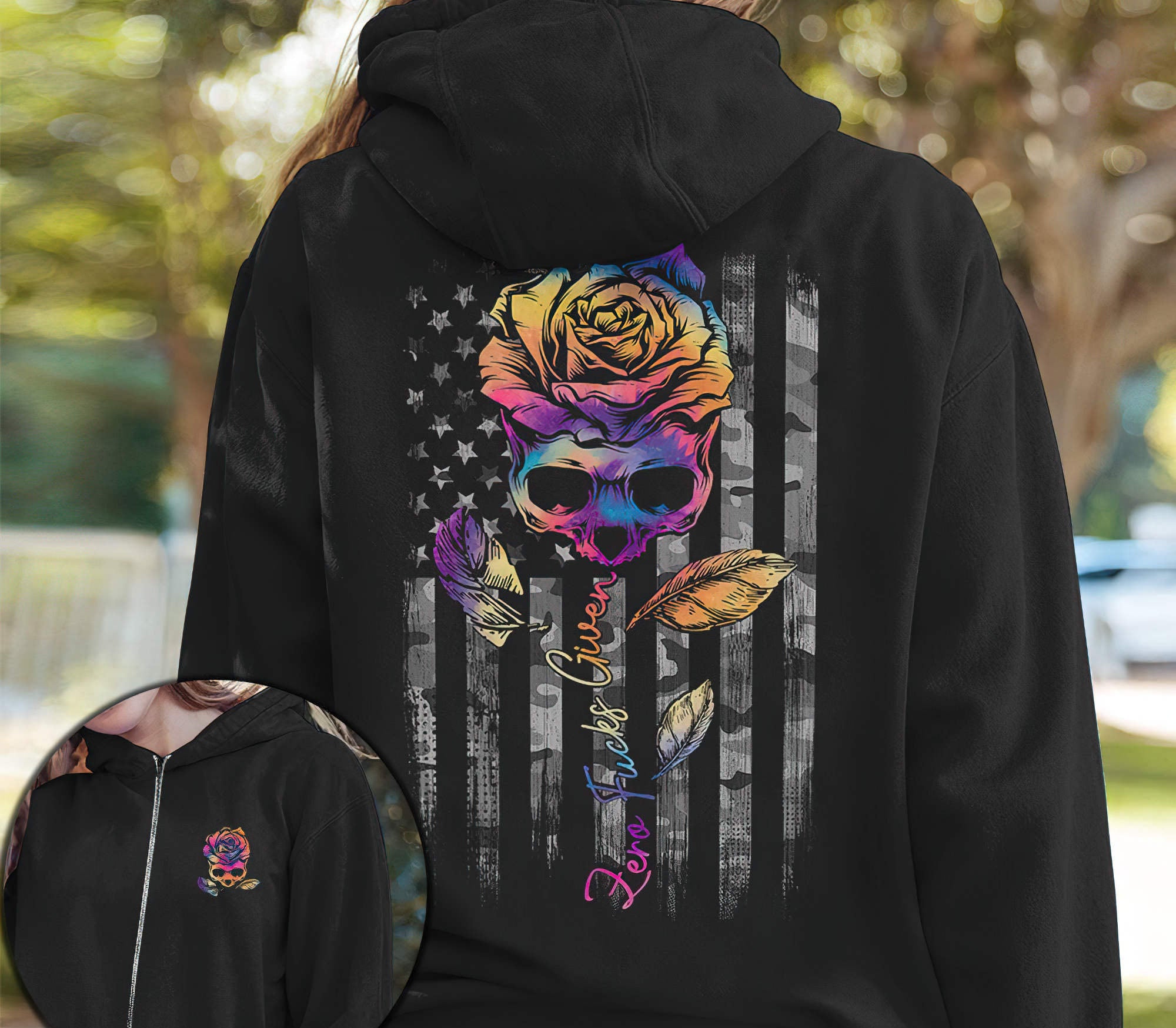 Rose Skull Tie Dye 2D 1 Hoodie