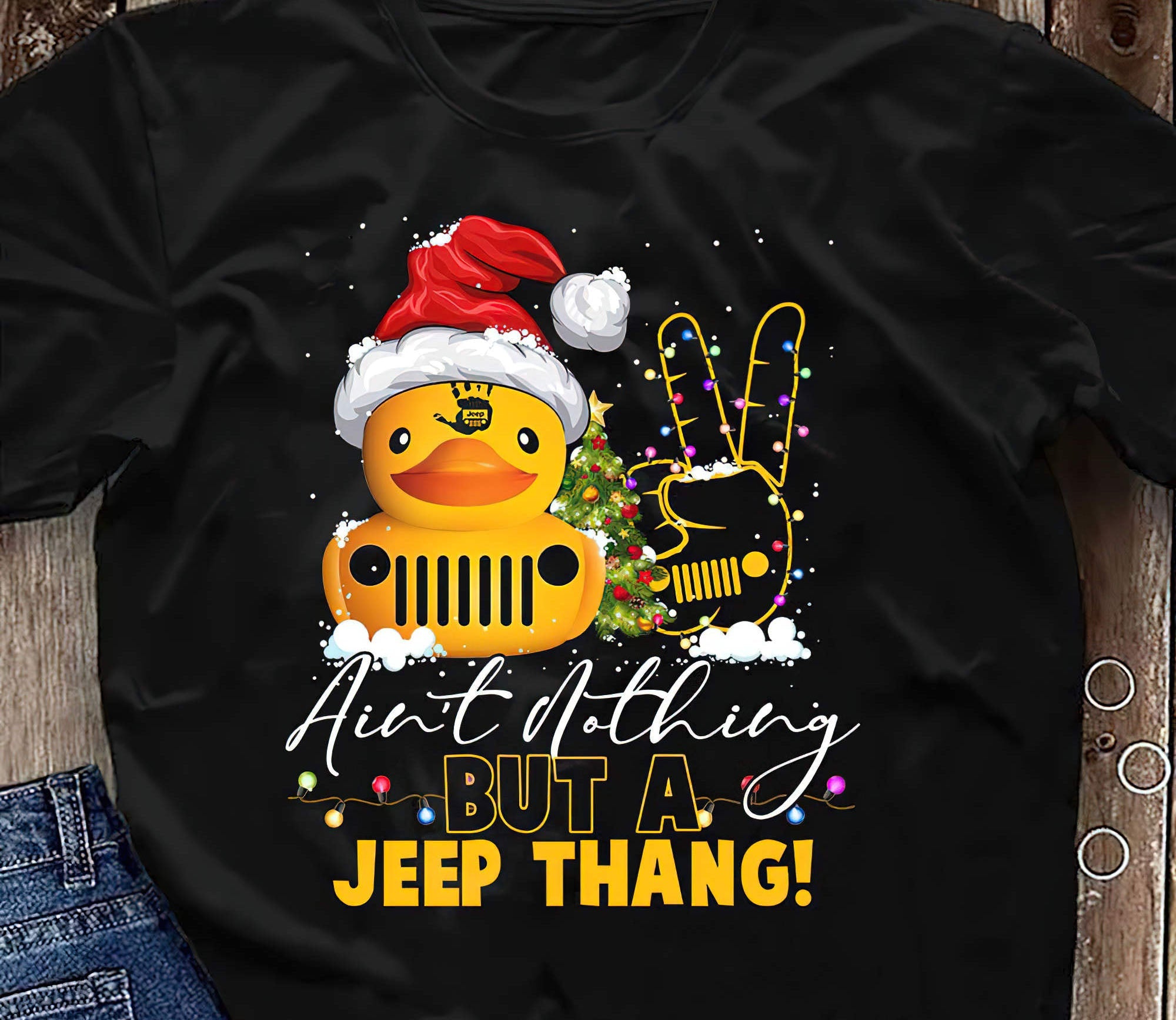 jeep-thang-duck-xmas-1-sided-t-shirt