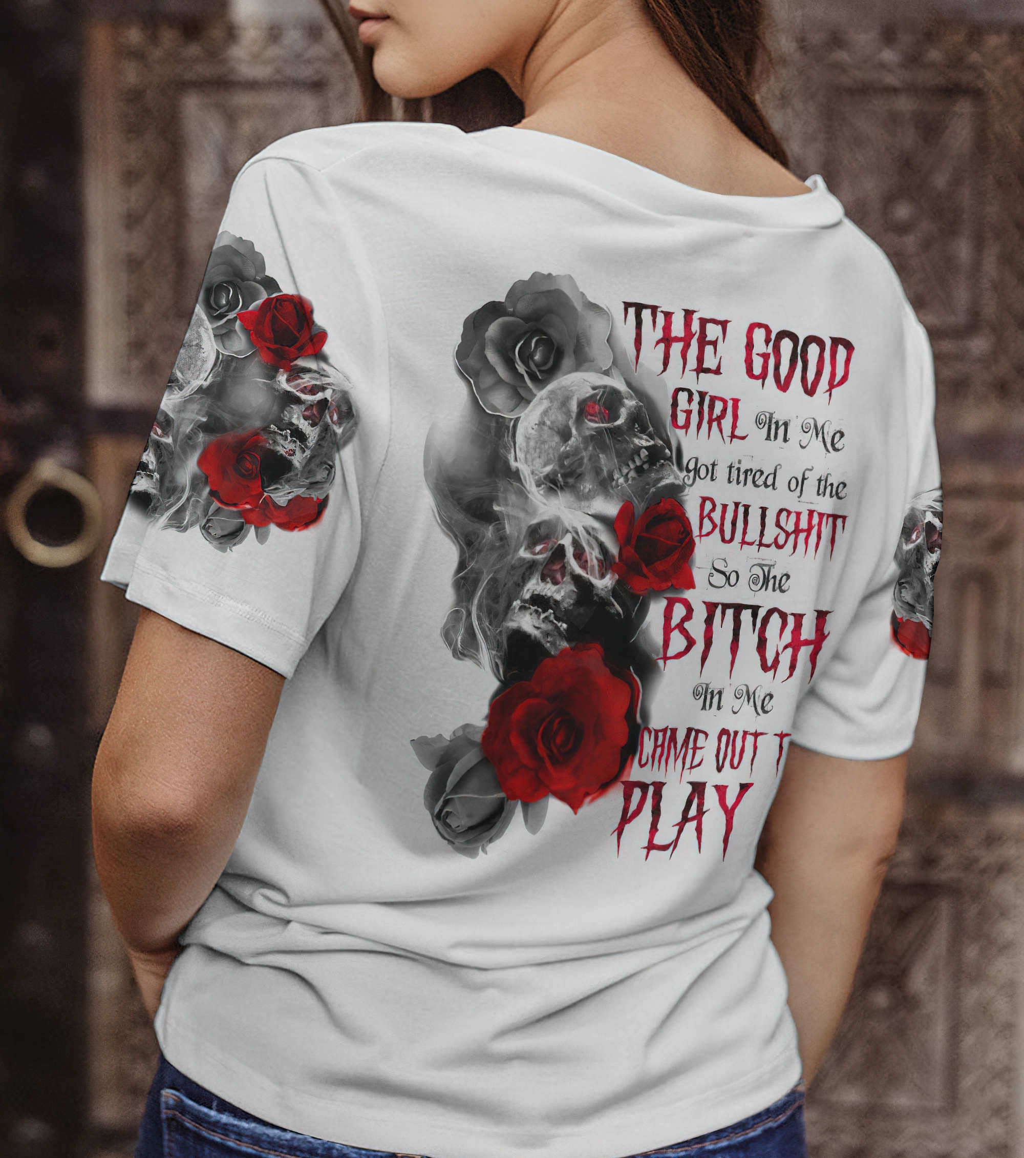 the-good-girl-in-me-rose-smoke-skull-all-over-print-women-v-neck-t-shirt