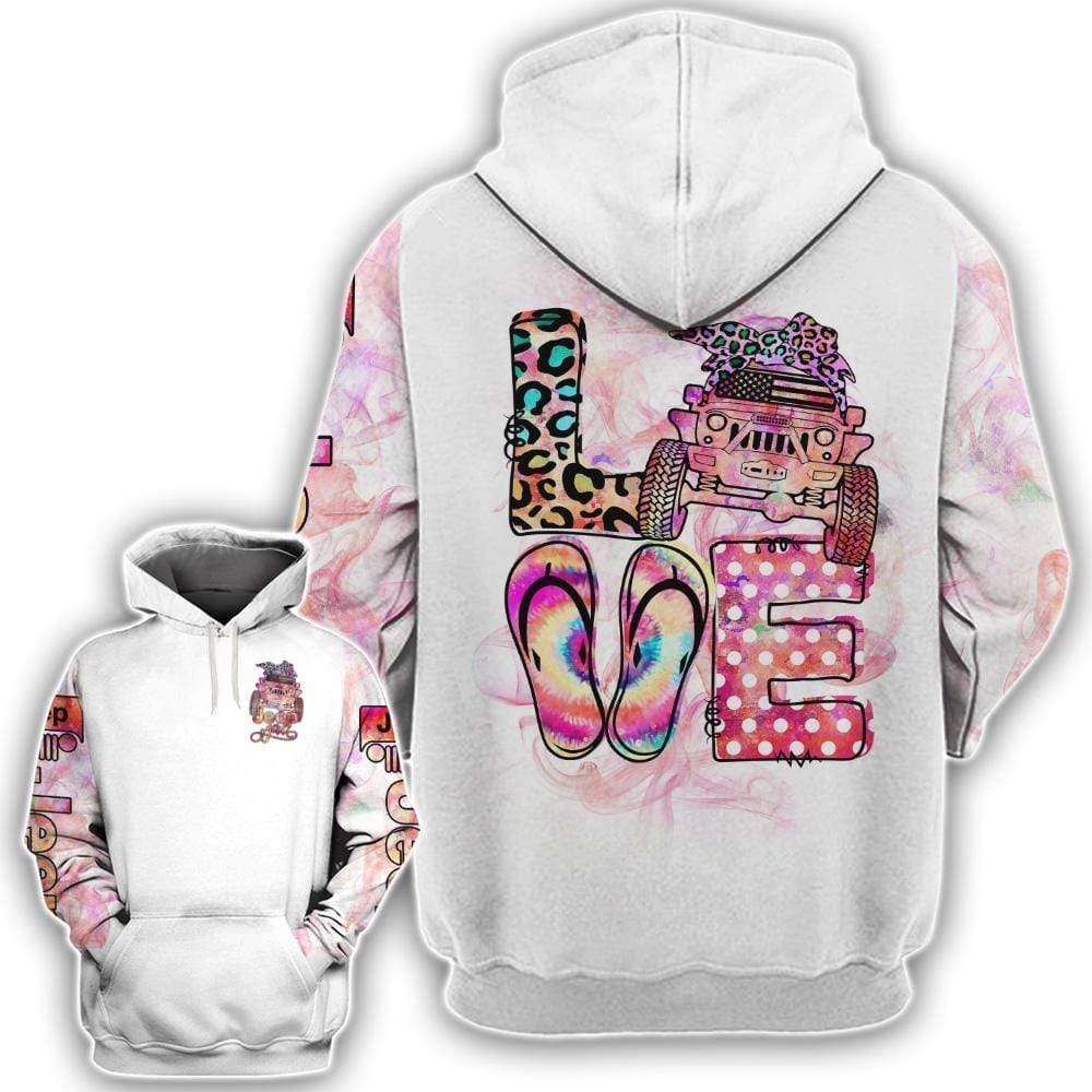 Love Jeep Pink White Hoodie – Tank Top – Legging 3D