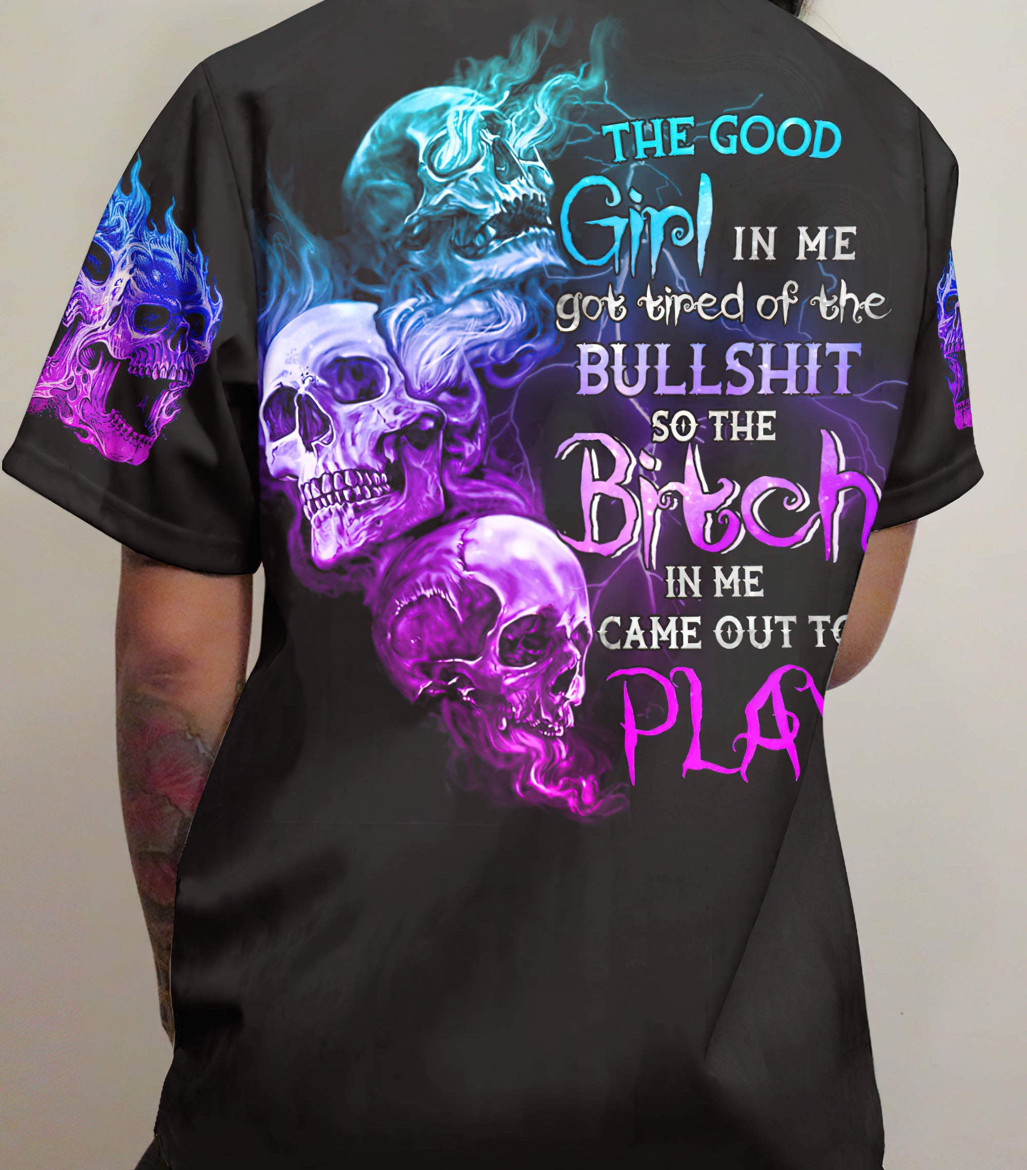 The Good Girl In Me Got Tired Skull Baseball Jersey Baseball Jersey