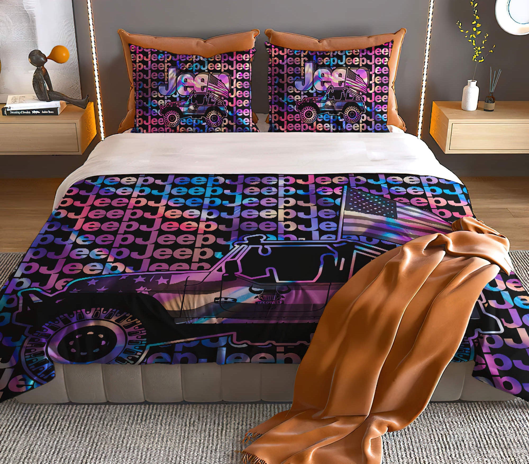 jeep-text-hologram-bedding-set