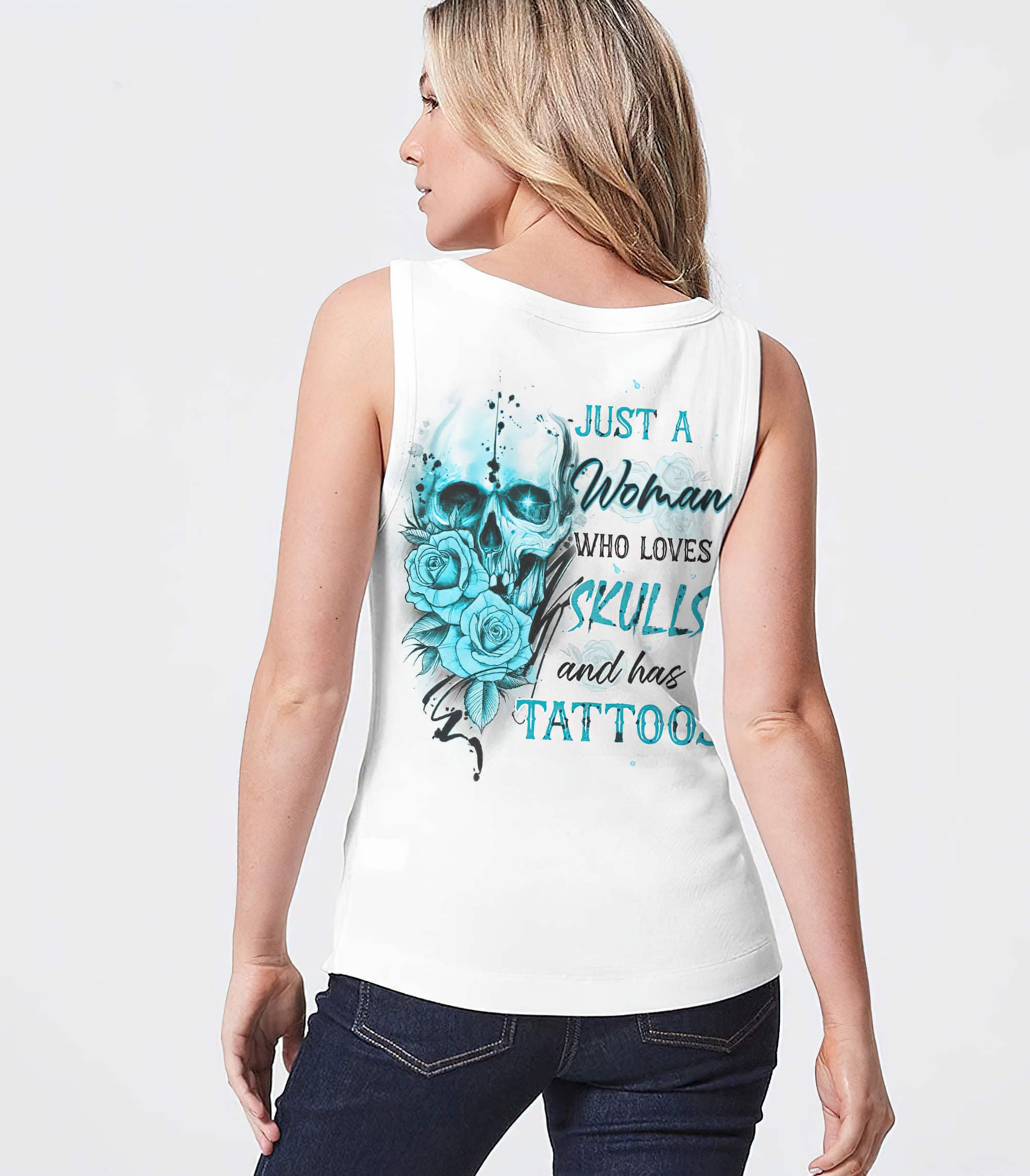 Just A Woman Who Loves Skull And Has Tattoos All Over Print 1 Tank Top