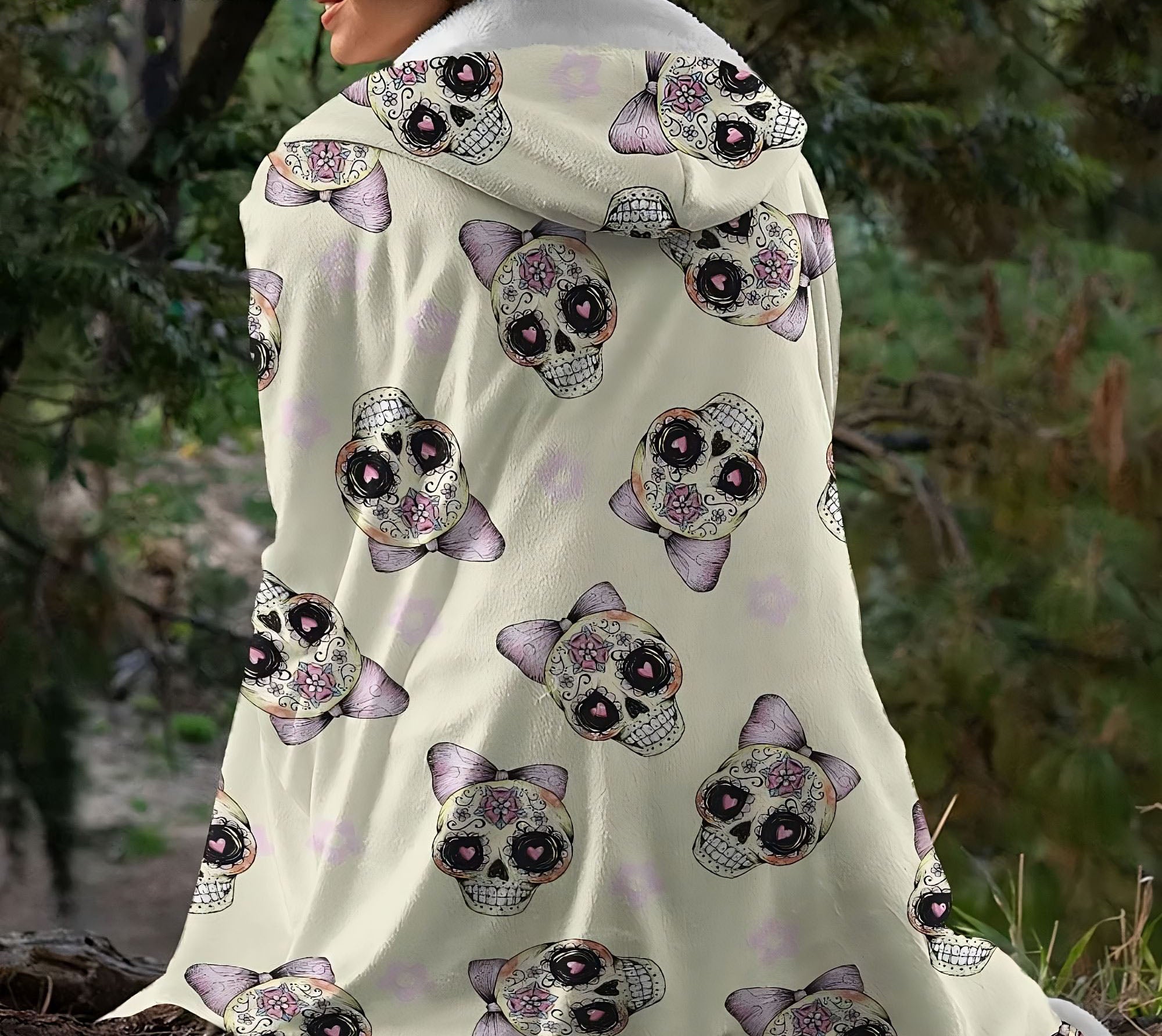 sugar-skull-cute-sherpa-blanket-hoodie-wearable-blanket-hoodie