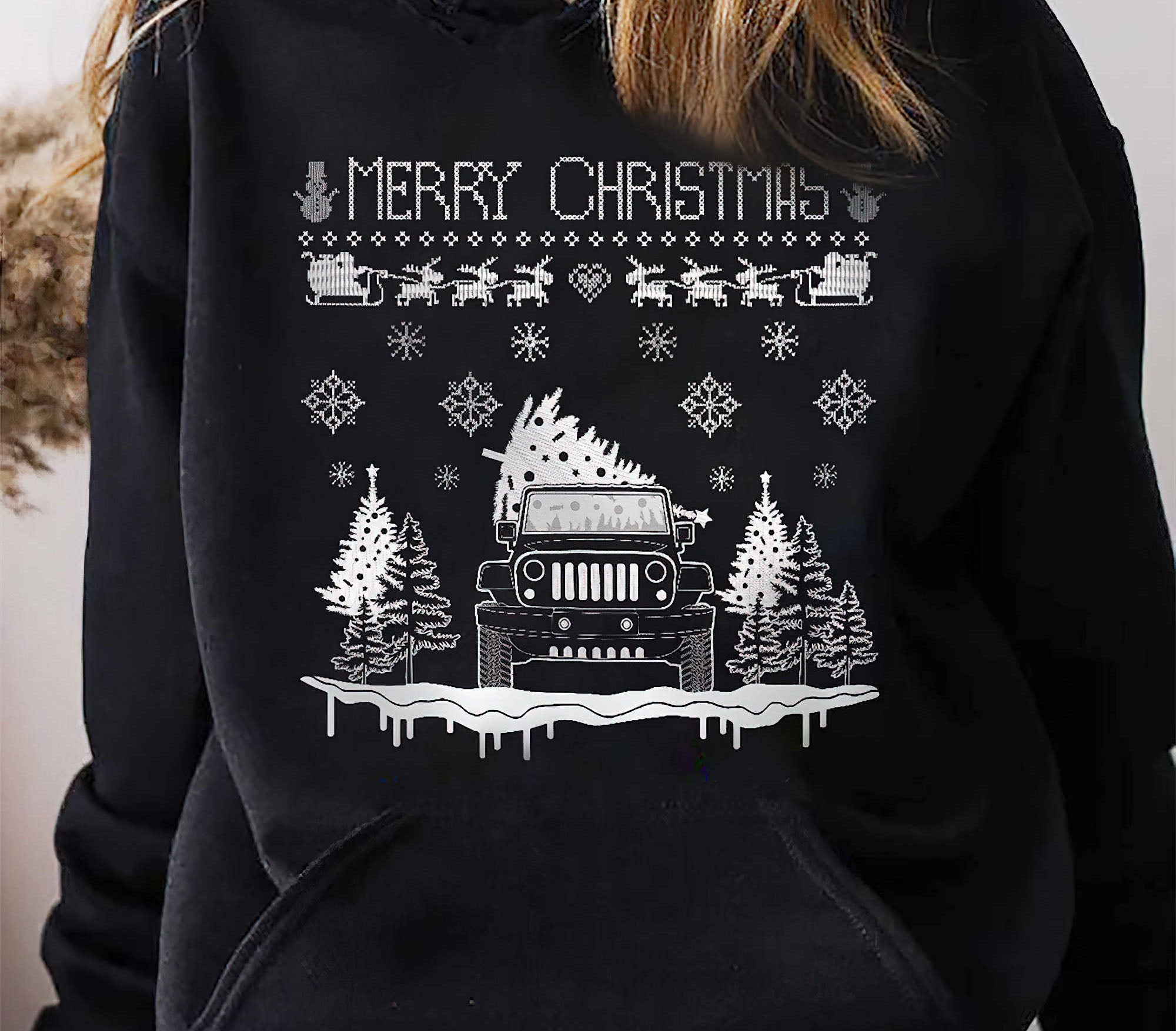 merry-christmas-jeep-bw-1-sided-hoodie