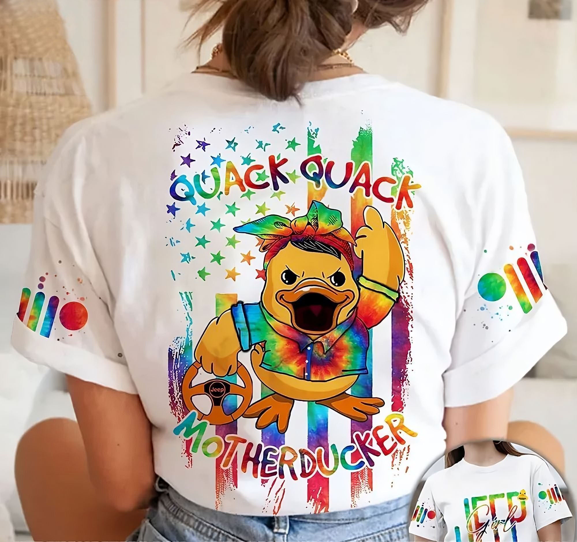 quack-quack-motherducker-jeep-white-all-over-print-t-shirt