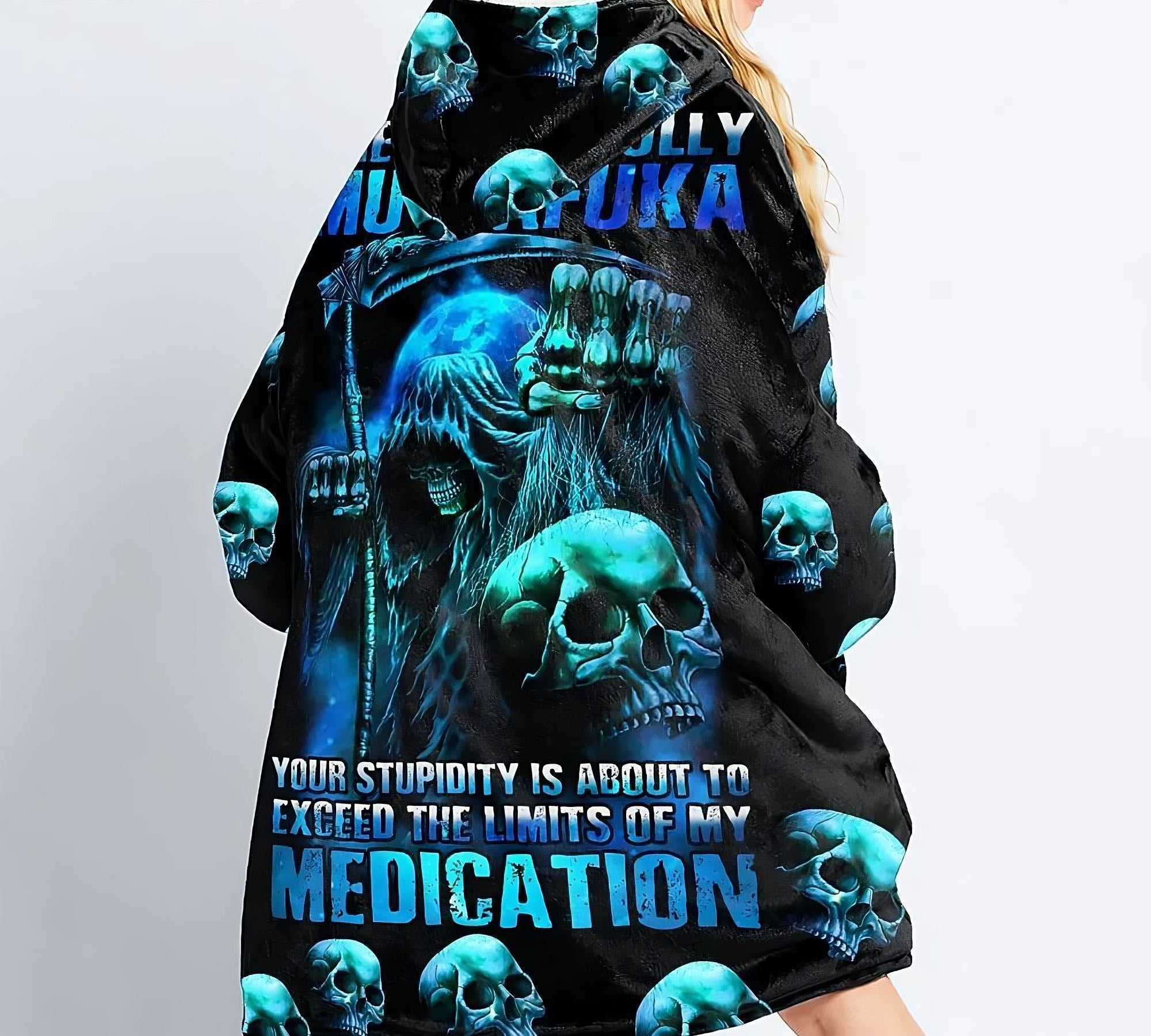 tread-carefully-skull-sherpa-blanket-hoodie-wearable-blanket-hoodie