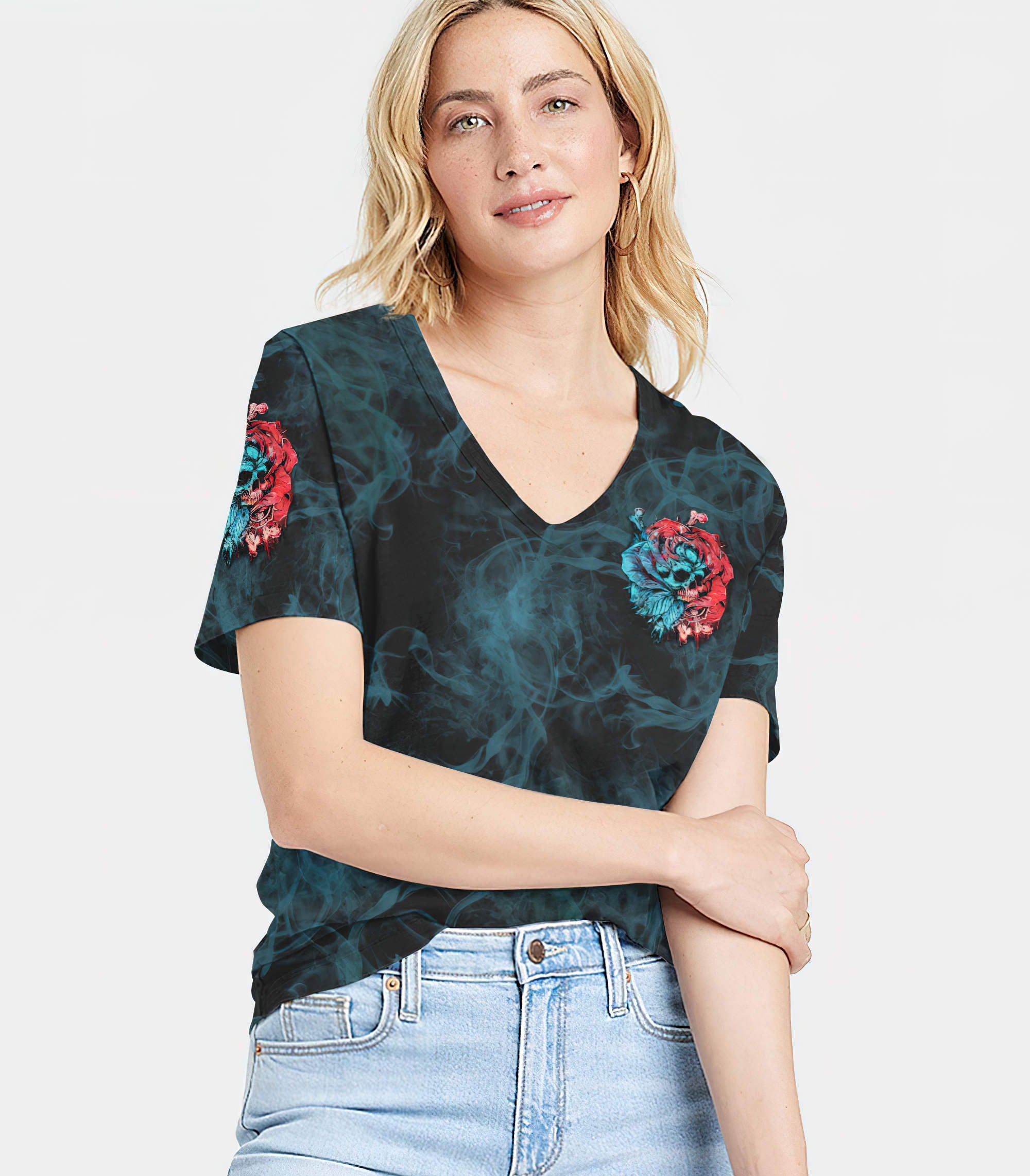 the-good-girl-in-me-rose-skull-bones-all-over-print-women-v-neck-t-shirt