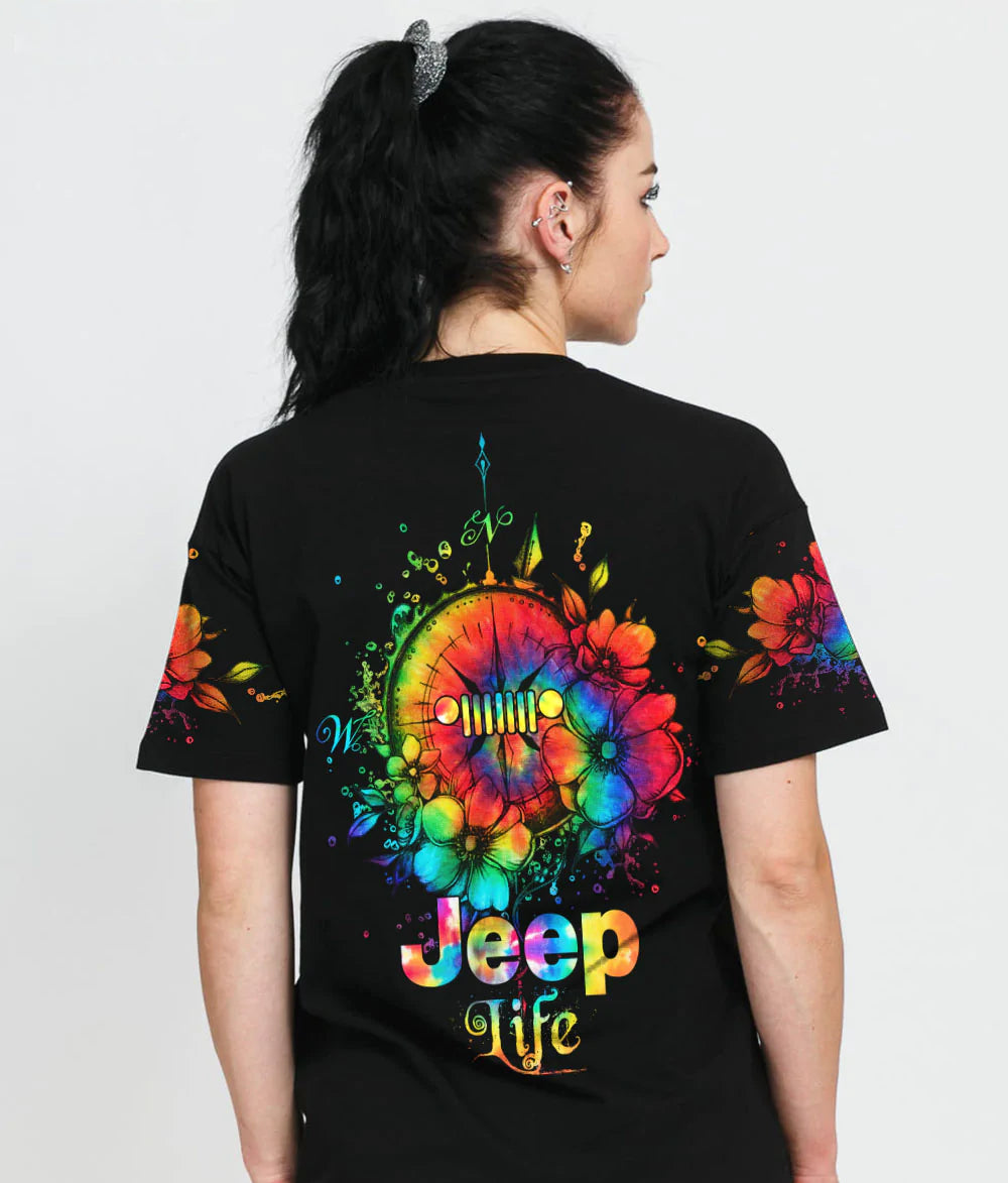 jeep-life-compass-flower-tie-dye-t-shirt