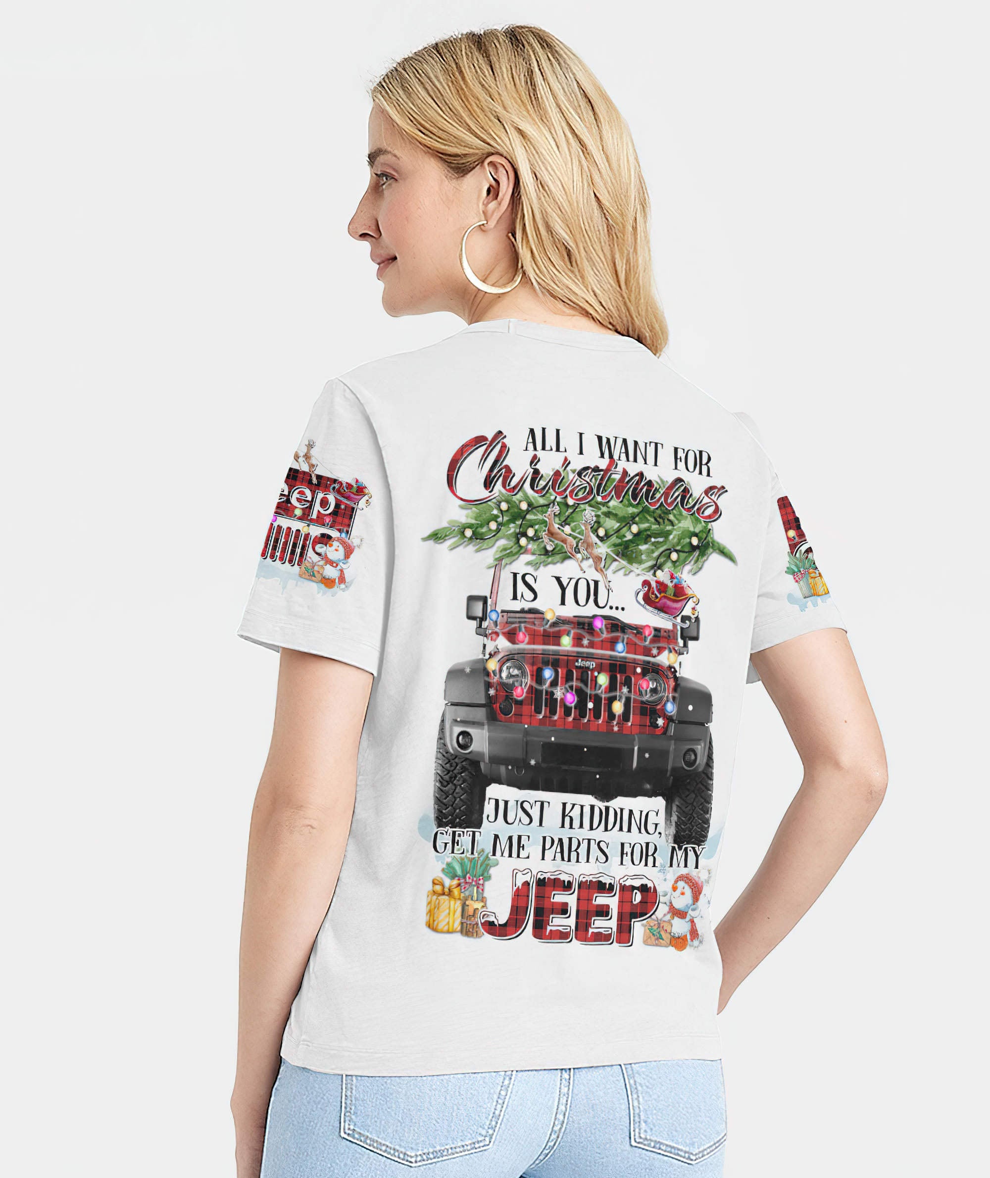 all-i-want-for-christmas-is-you-jeep-women-v-neck-t-shirt